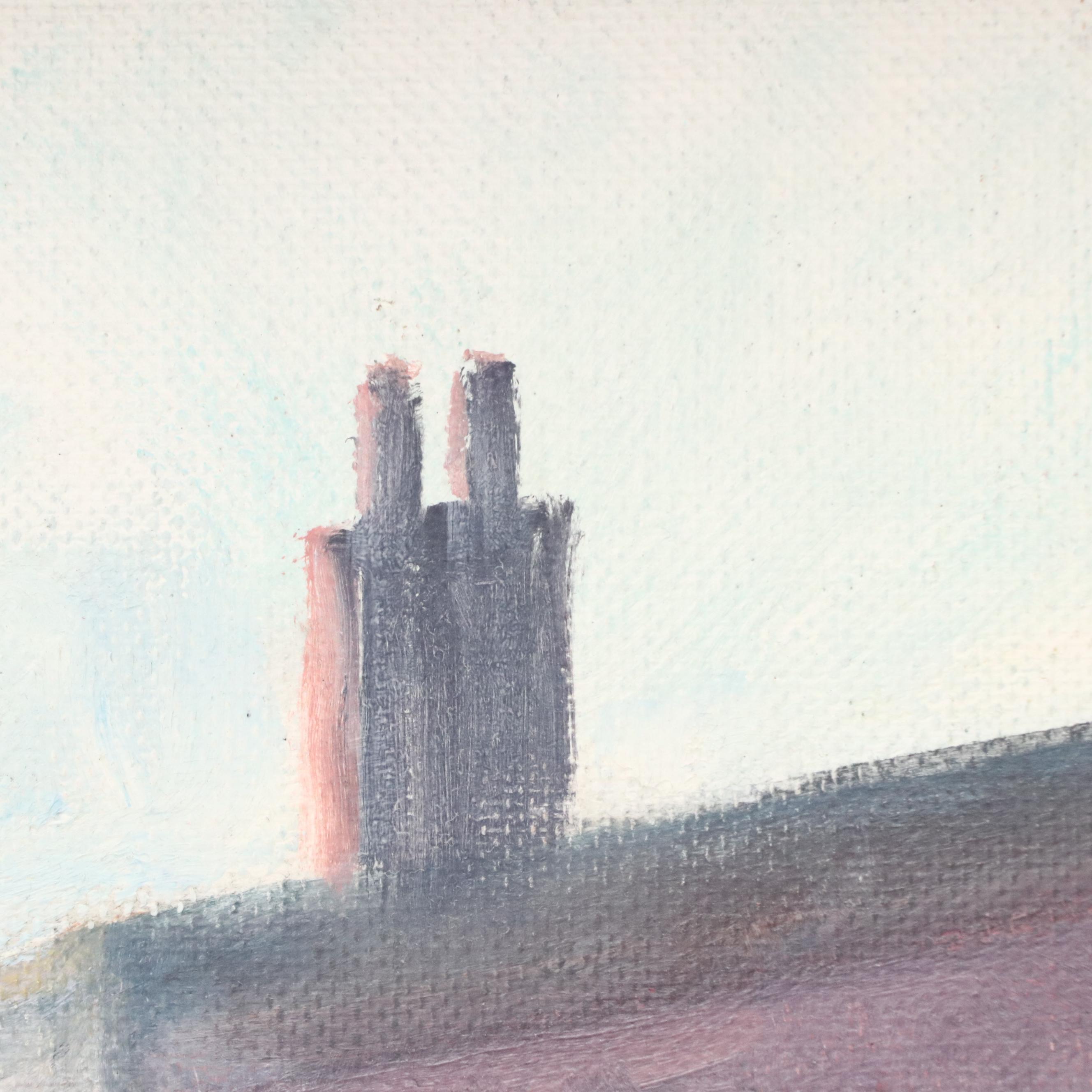 R.Weiss Street Scene Oil Painting, Late 20th Century