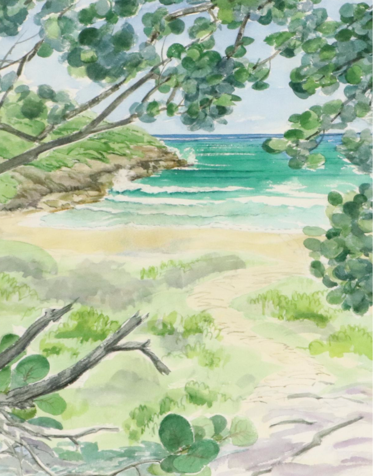 Watercolor Paintings of Beach Scenes, 1997 & 1999