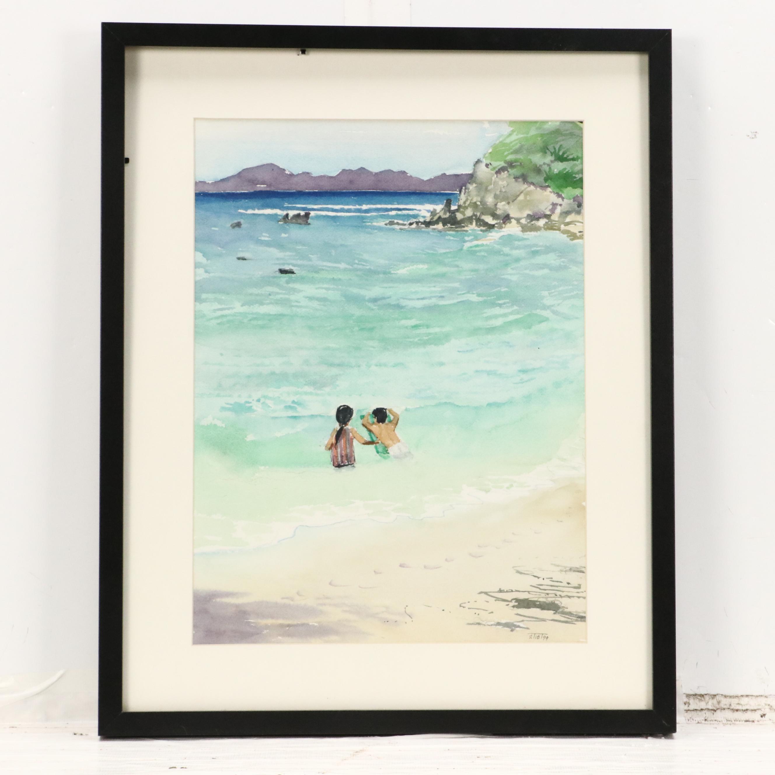 Watercolor Paintings of Beach Scenes, 1997 & 1999