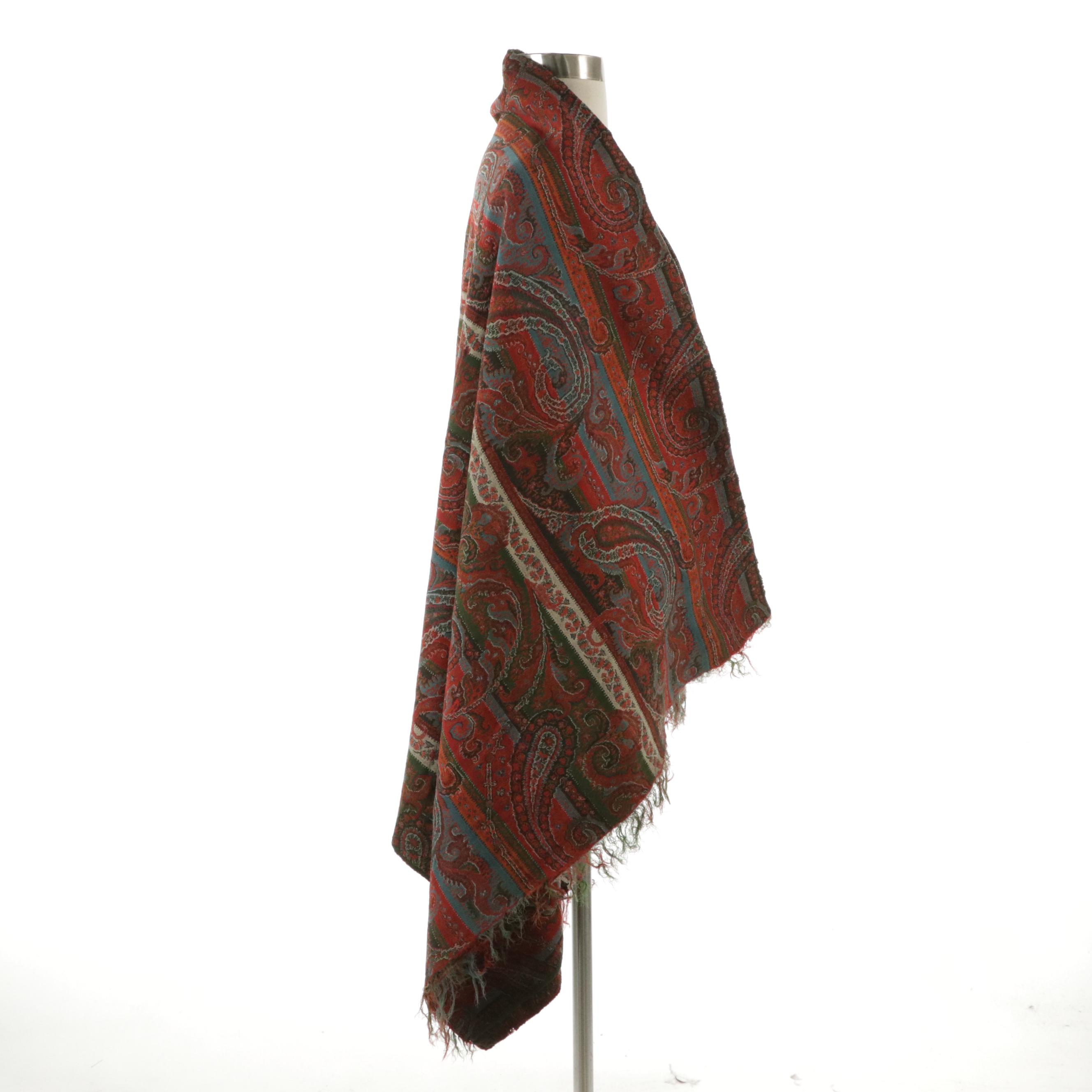 Kashmir Paisley Wool Shawl, Mid to Late 19th Century