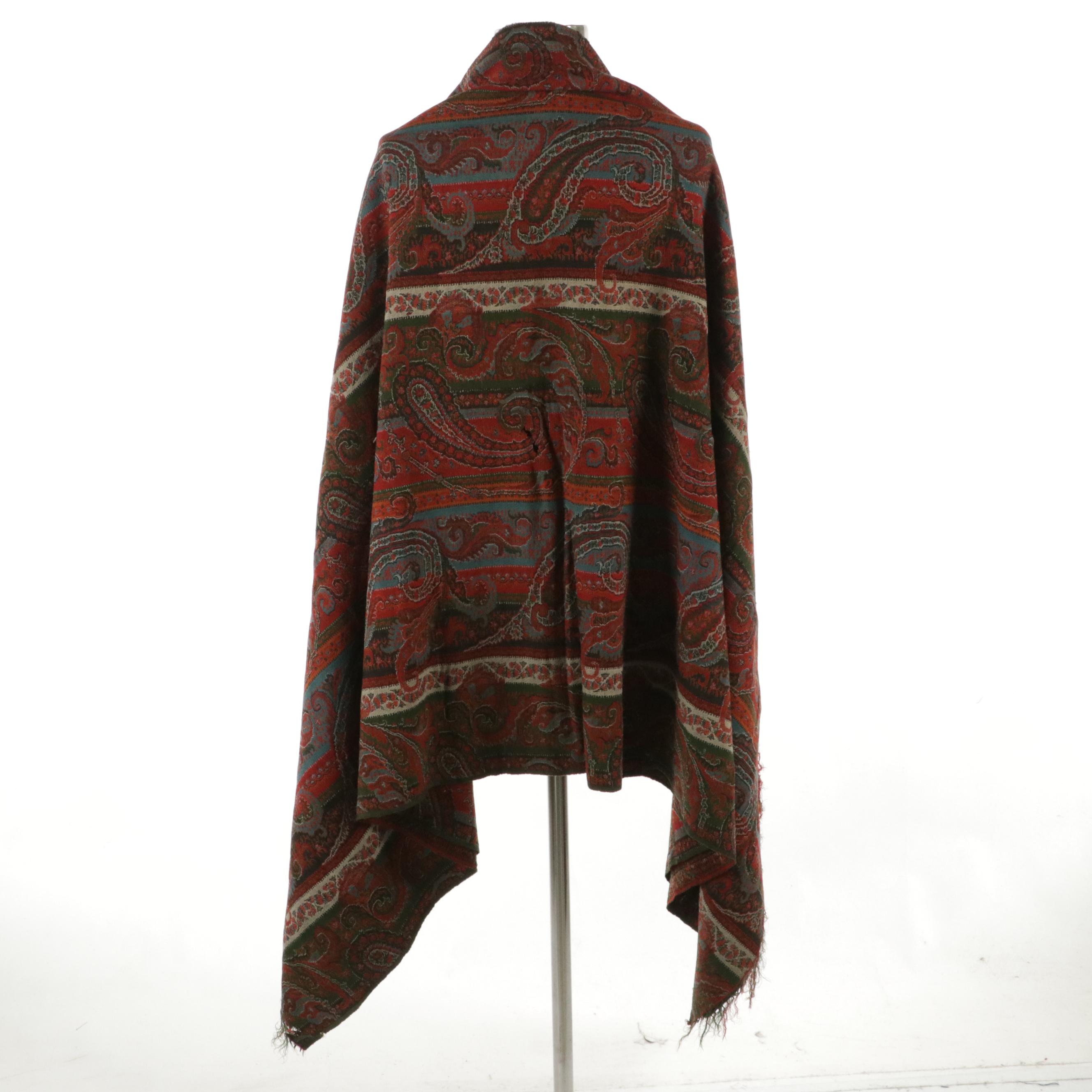 Kashmir Paisley Wool Shawl, Mid to Late 19th Century