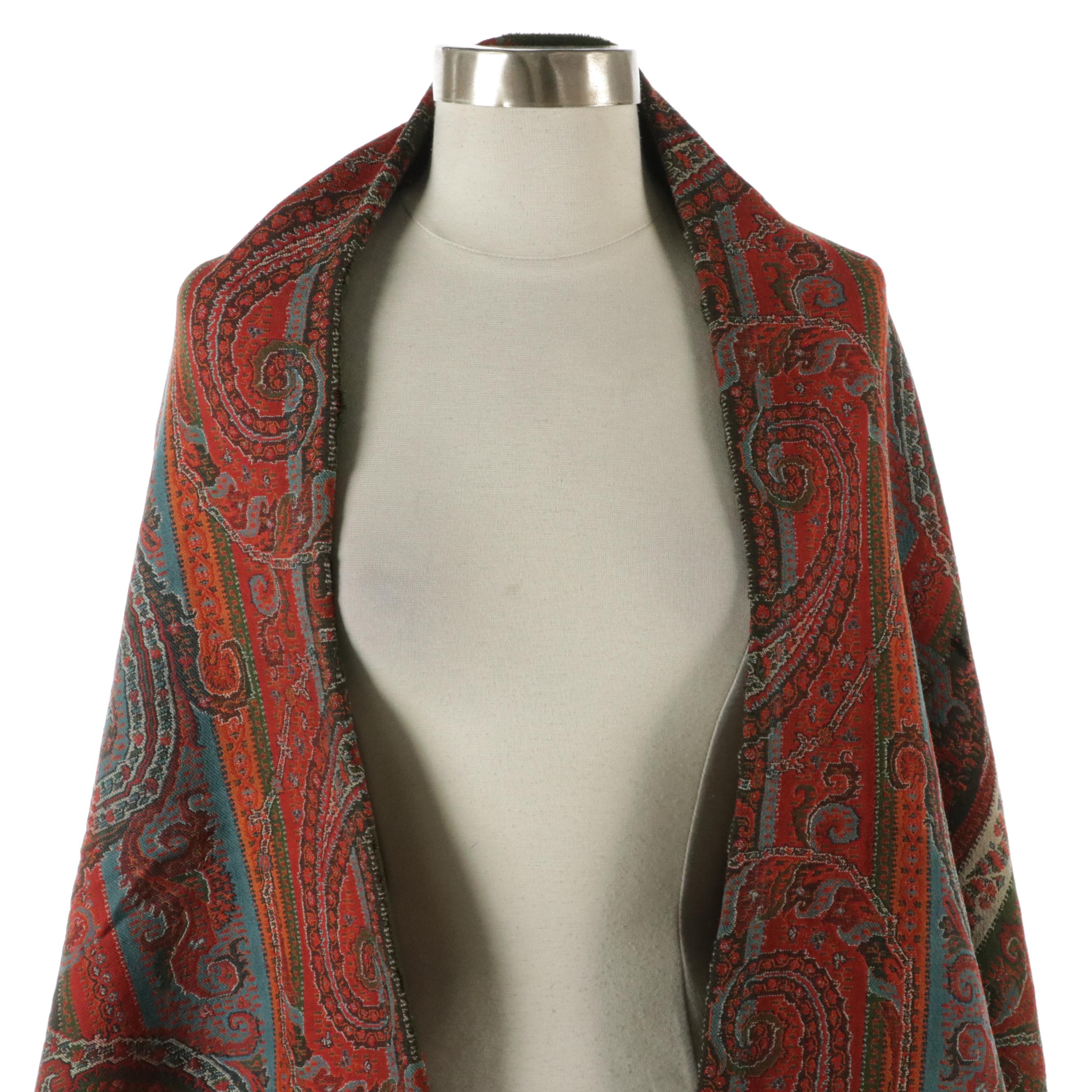 Kashmir Paisley Wool Shawl, Mid to Late 19th Century
