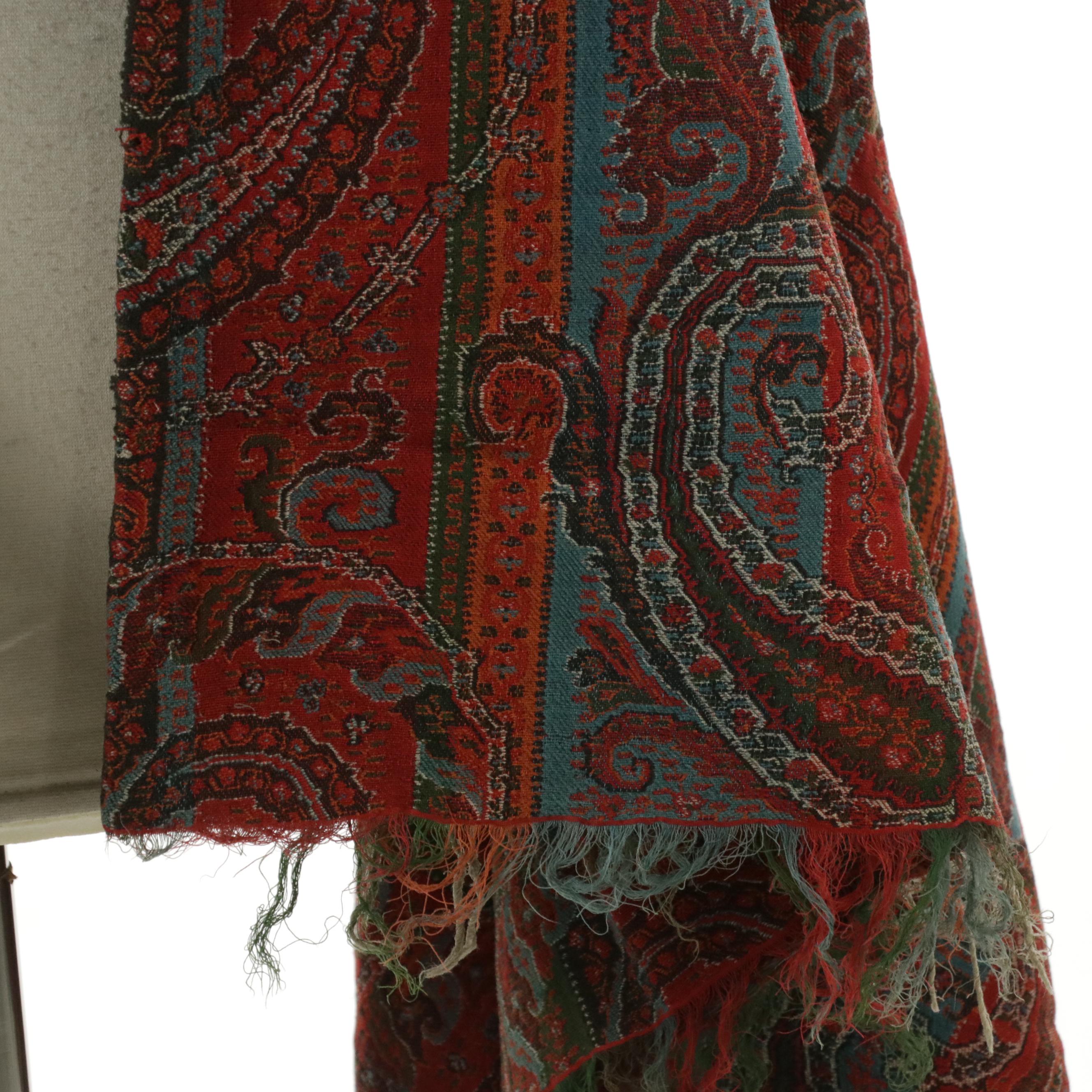 Kashmir Paisley Wool Shawl, Mid to Late 19th Century