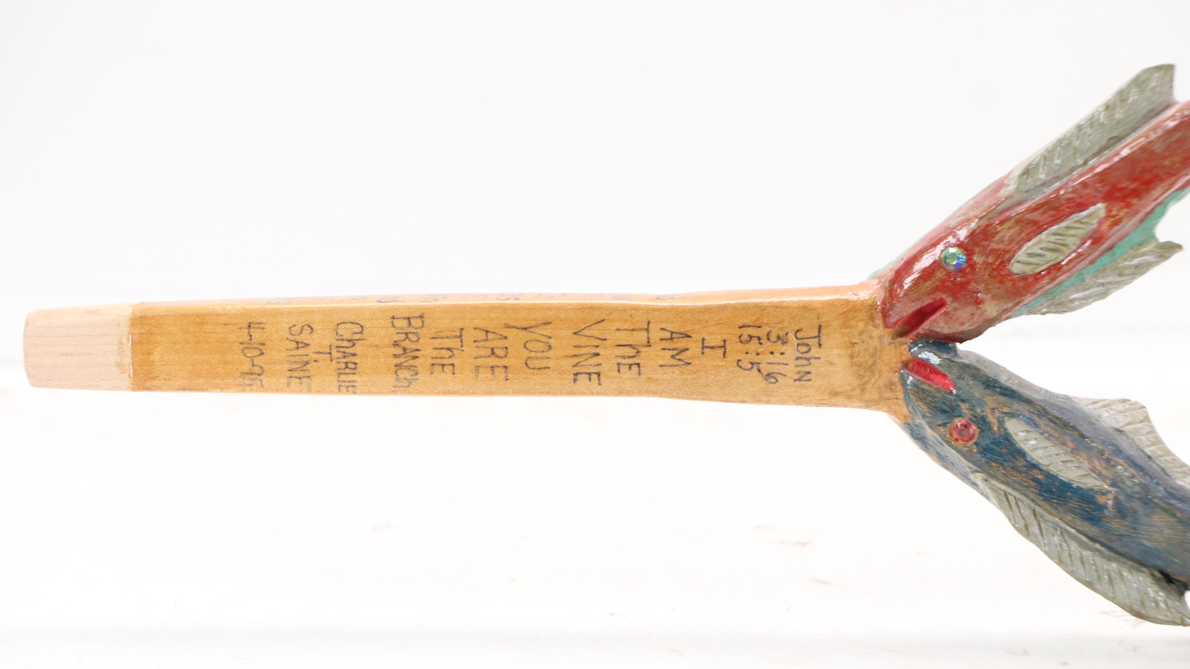 Charlie T. Saine Hand-Painted Wood Carving of Noah's Ark and Animals, 1995