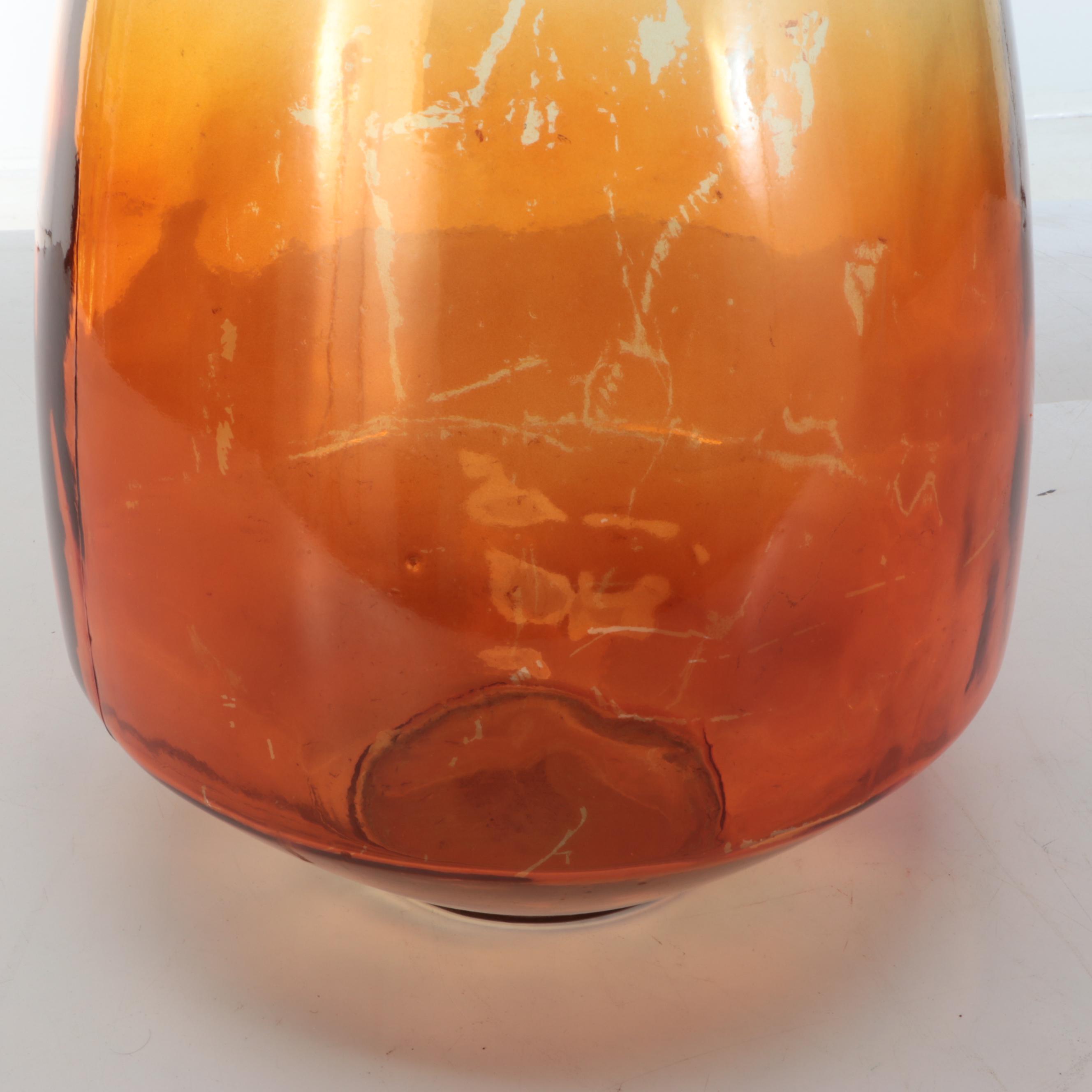 Orange Tinted and Twine Wrapped Glass Vase