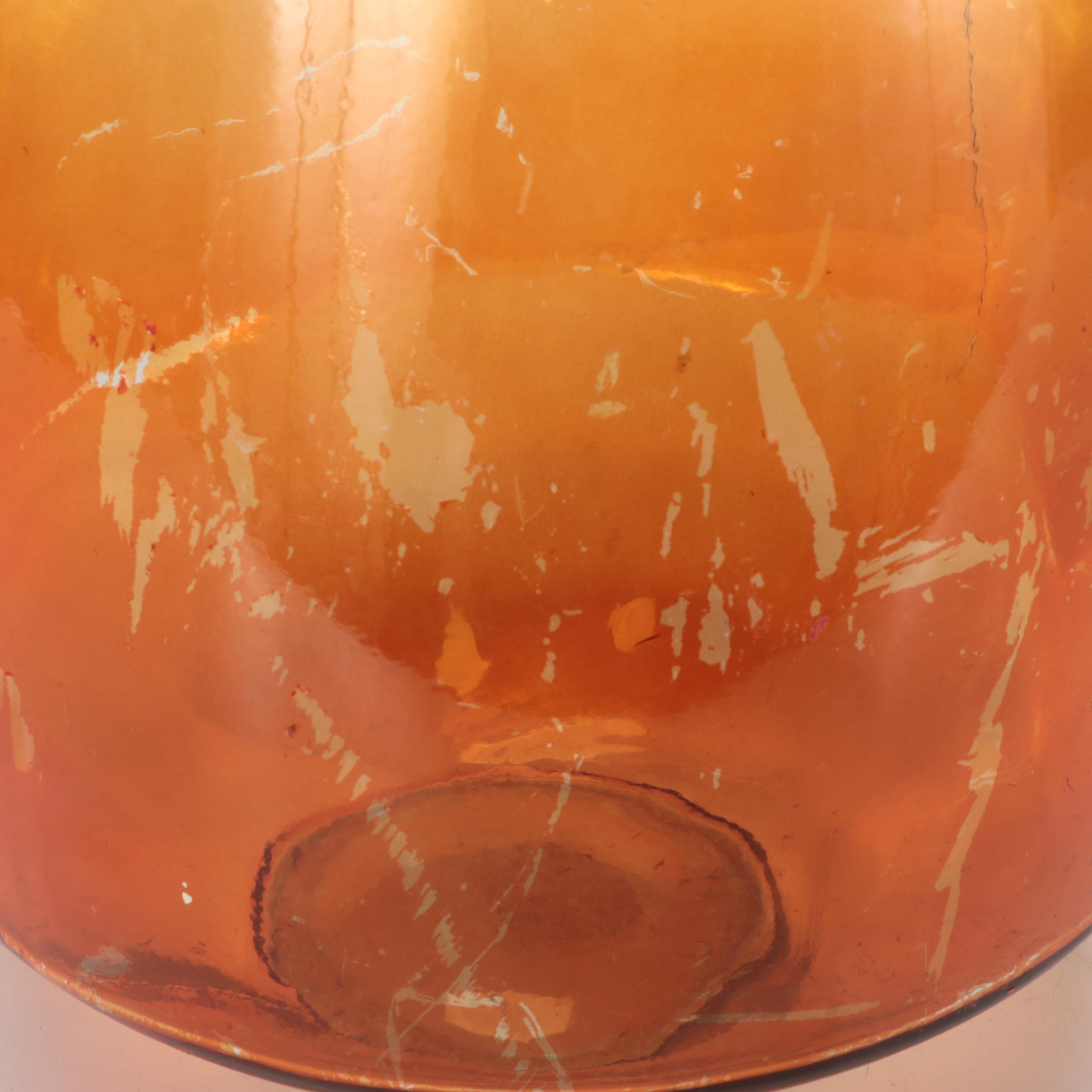 Orange Tinted and Twine Wrapped Glass Vase