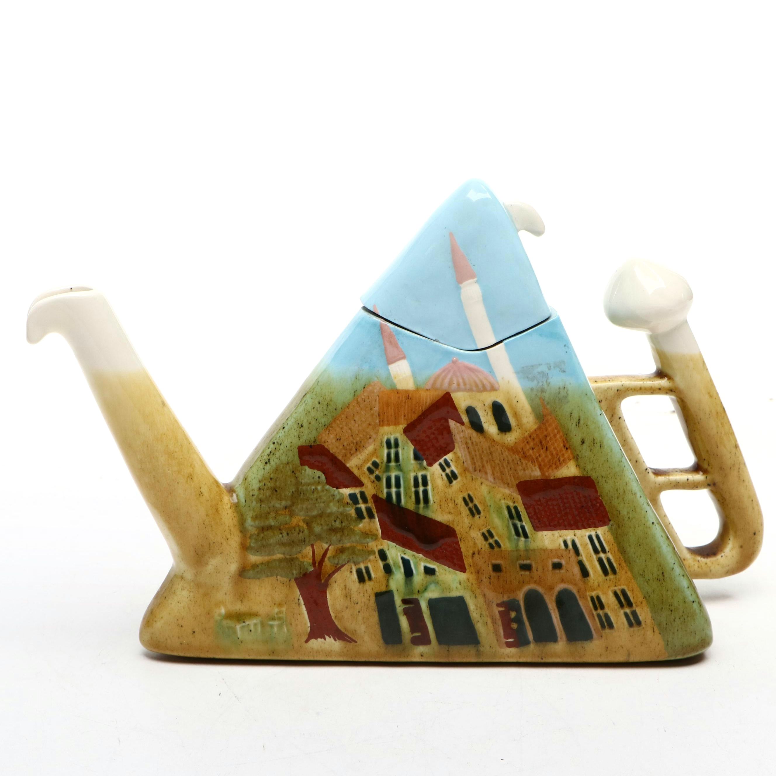 American Dale Dapkins Studio Pottery Triangle Teapot, 1992