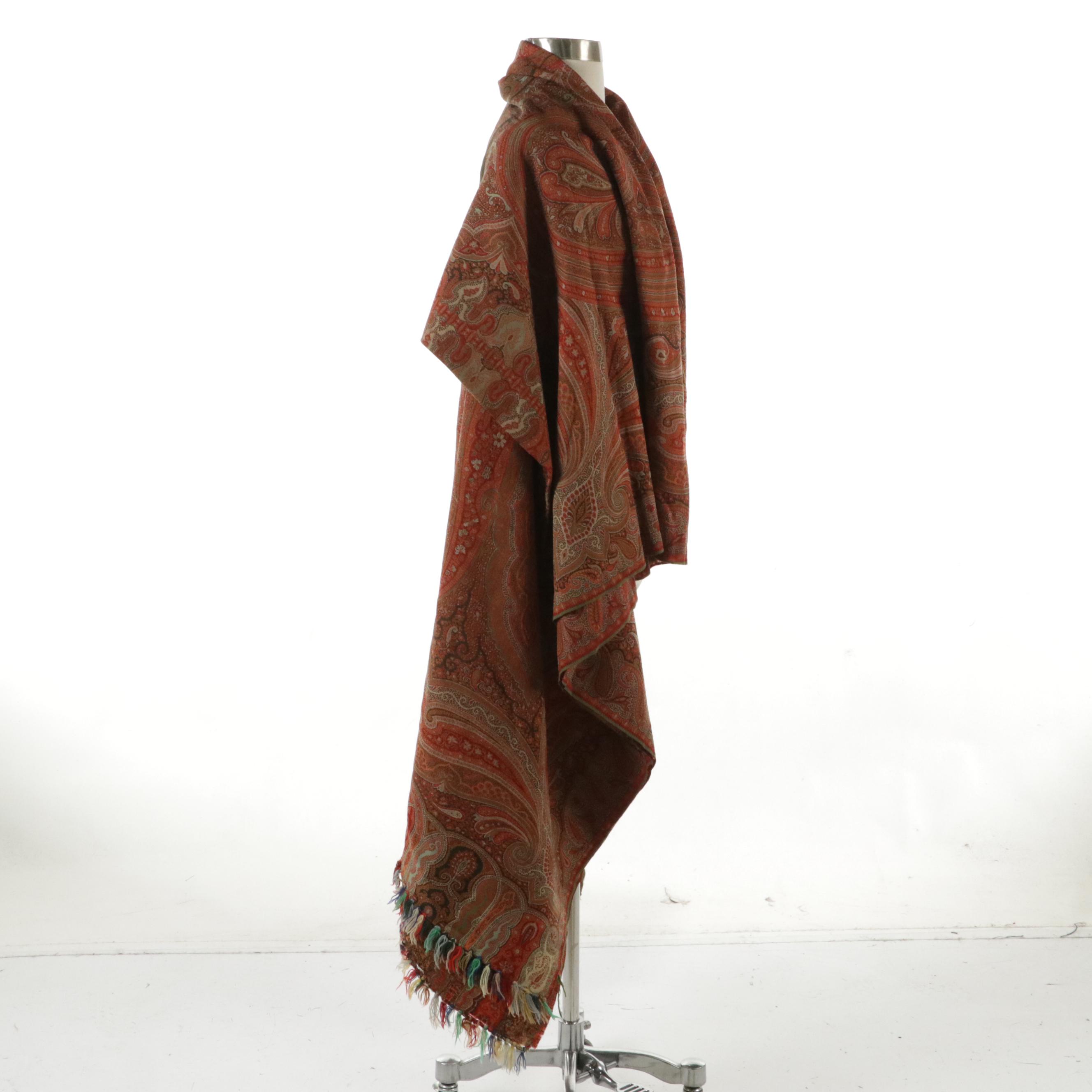 Kashmir Paisley Wool Shawl, Mid to Late 19th Century