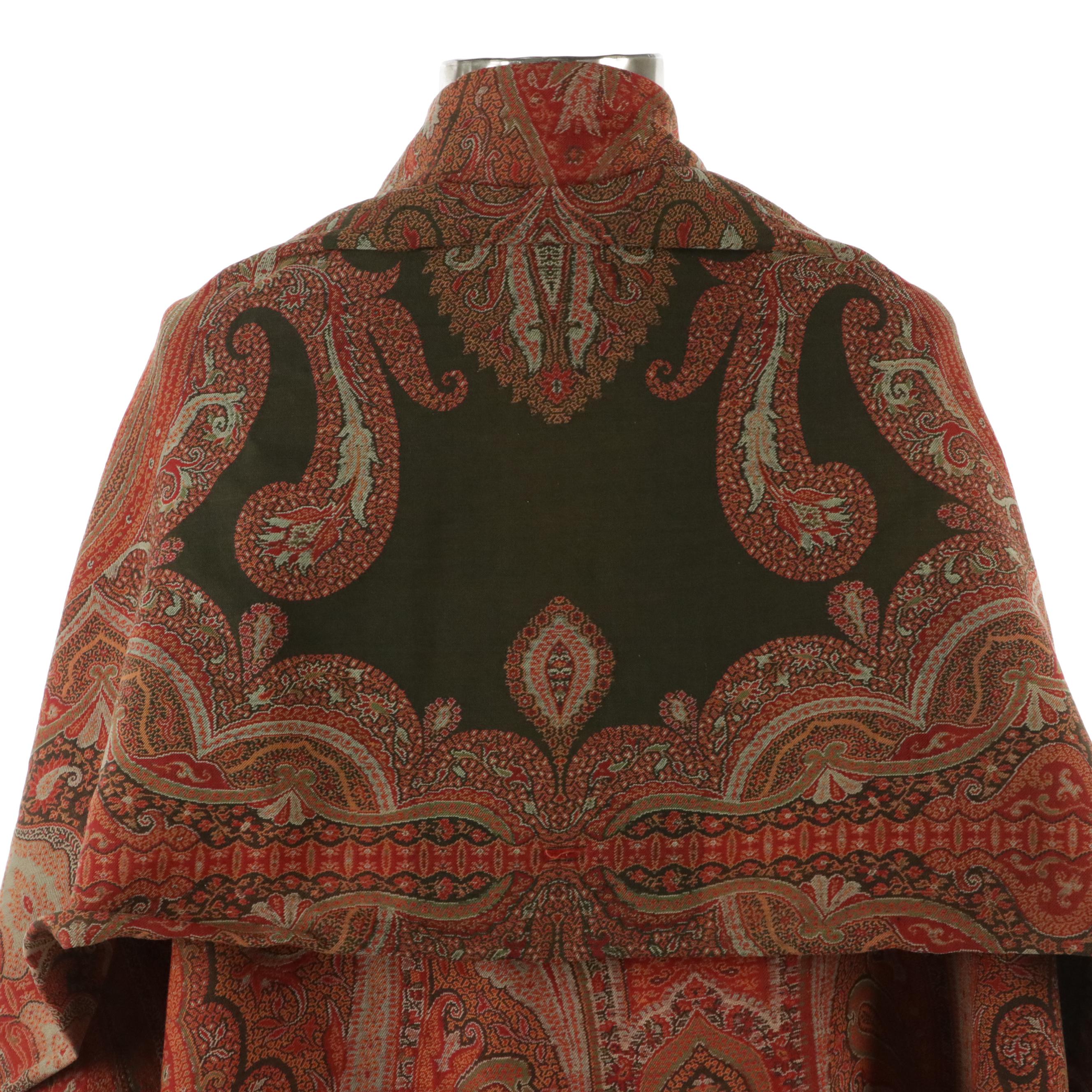 Kashmir Paisley Wool Shawl, Mid to Late 19th Century