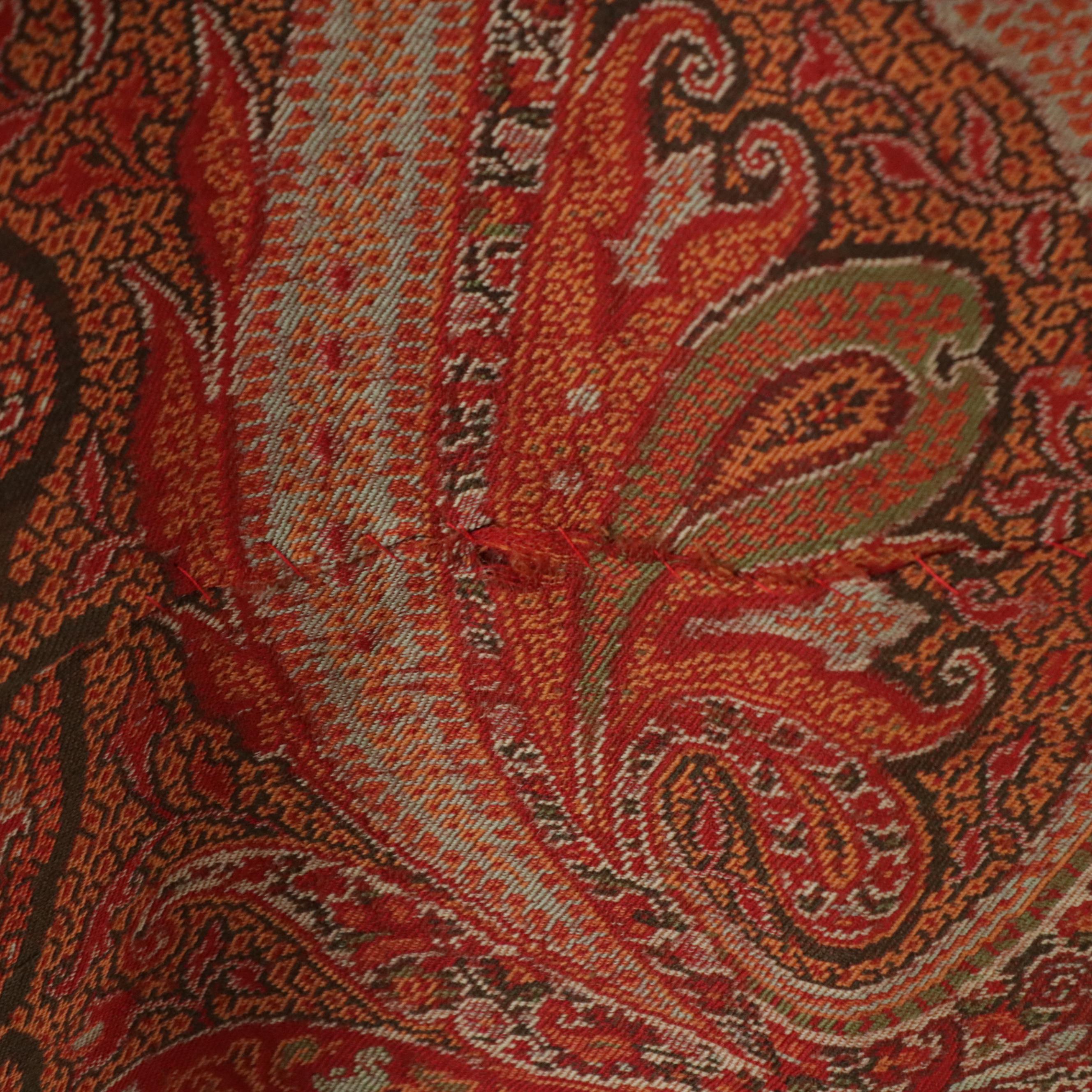 Kashmir Paisley Wool Shawl, Mid to Late 19th Century