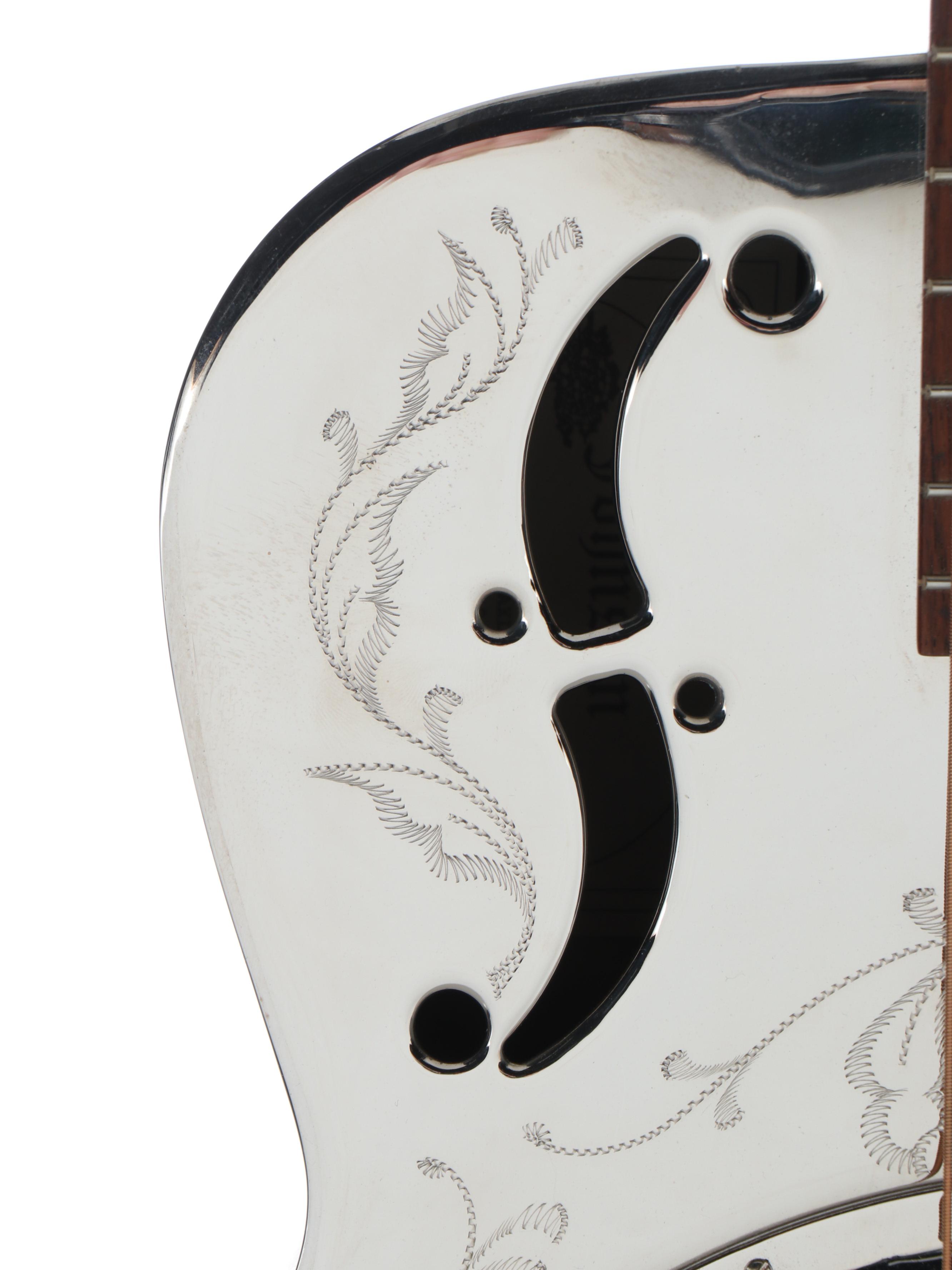 Johnson Floral Embossed Metal Resonator Guitar