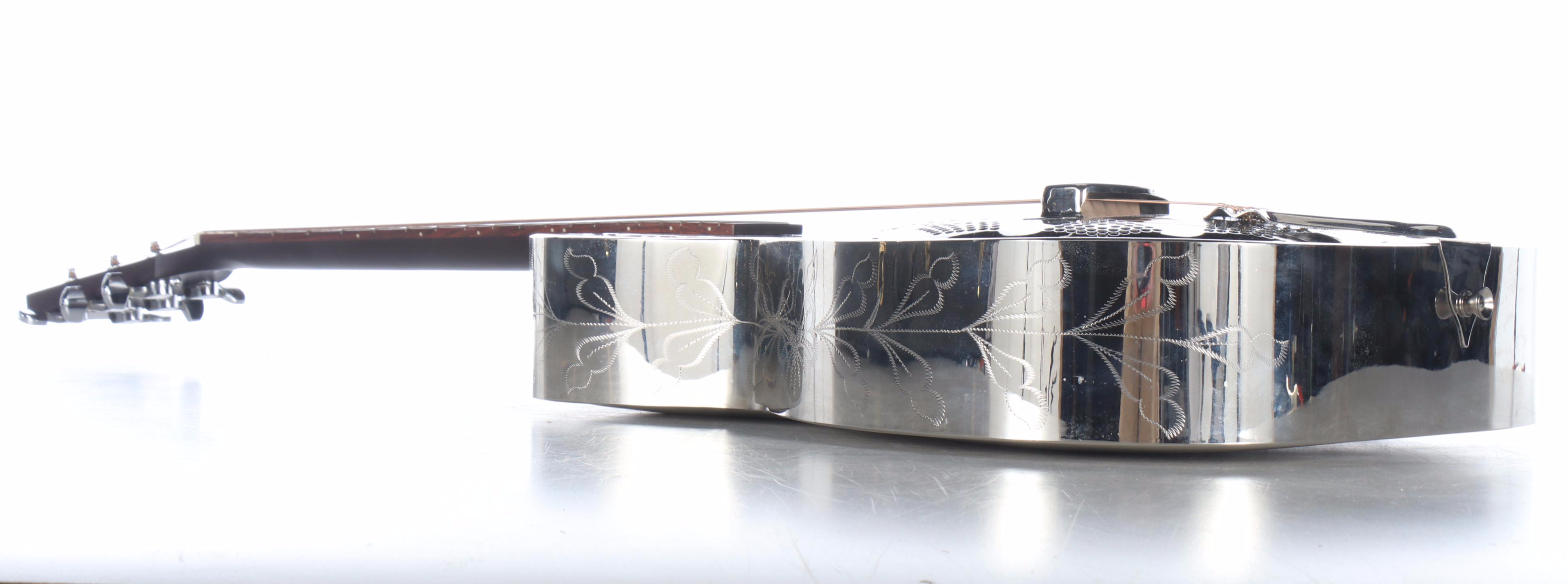 Johnson Floral Embossed Metal Resonator Guitar