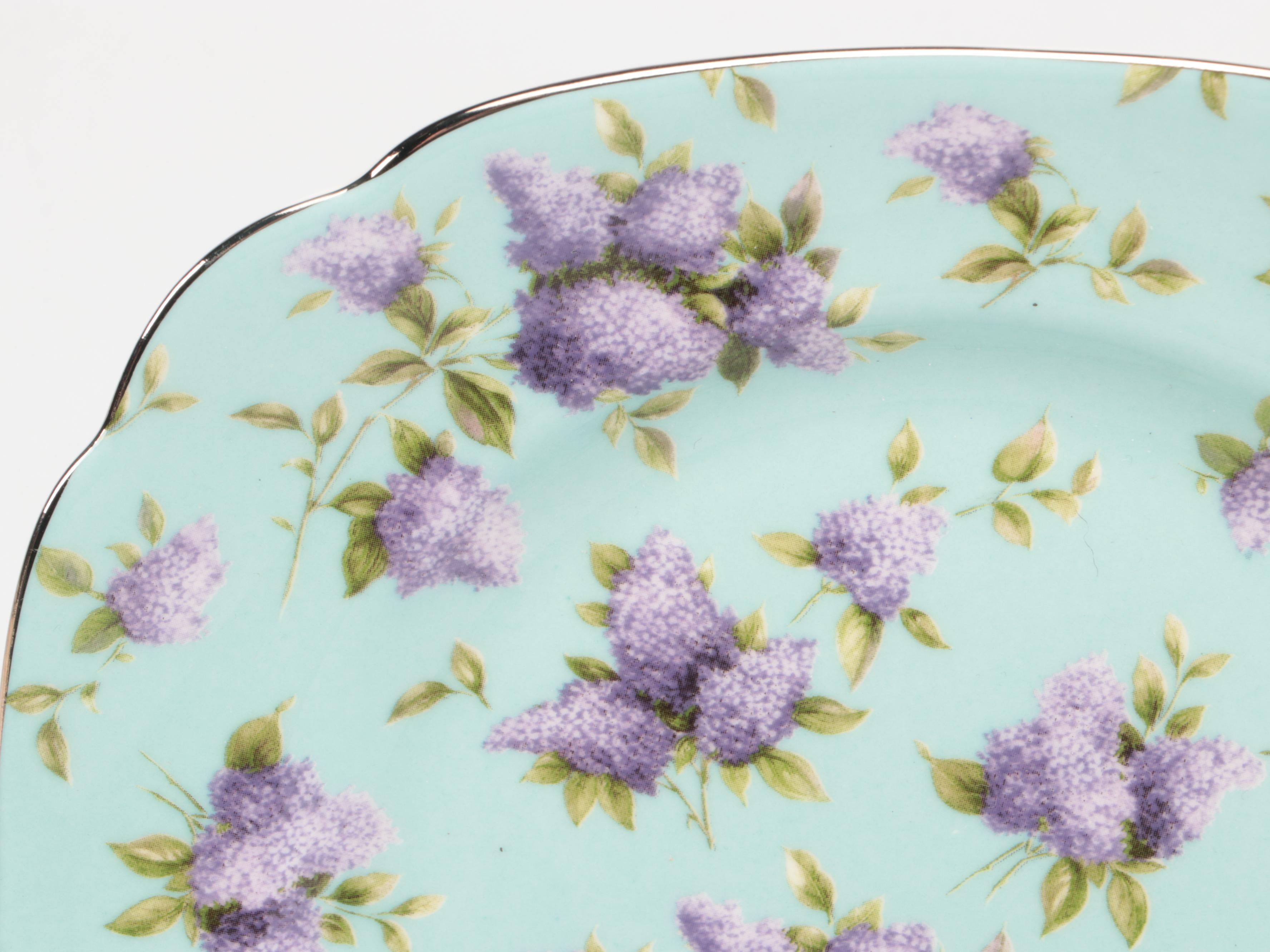 Royal Albert "Lilac Lane" Dessert Set with James Kent Old Foley Shaving Mugs