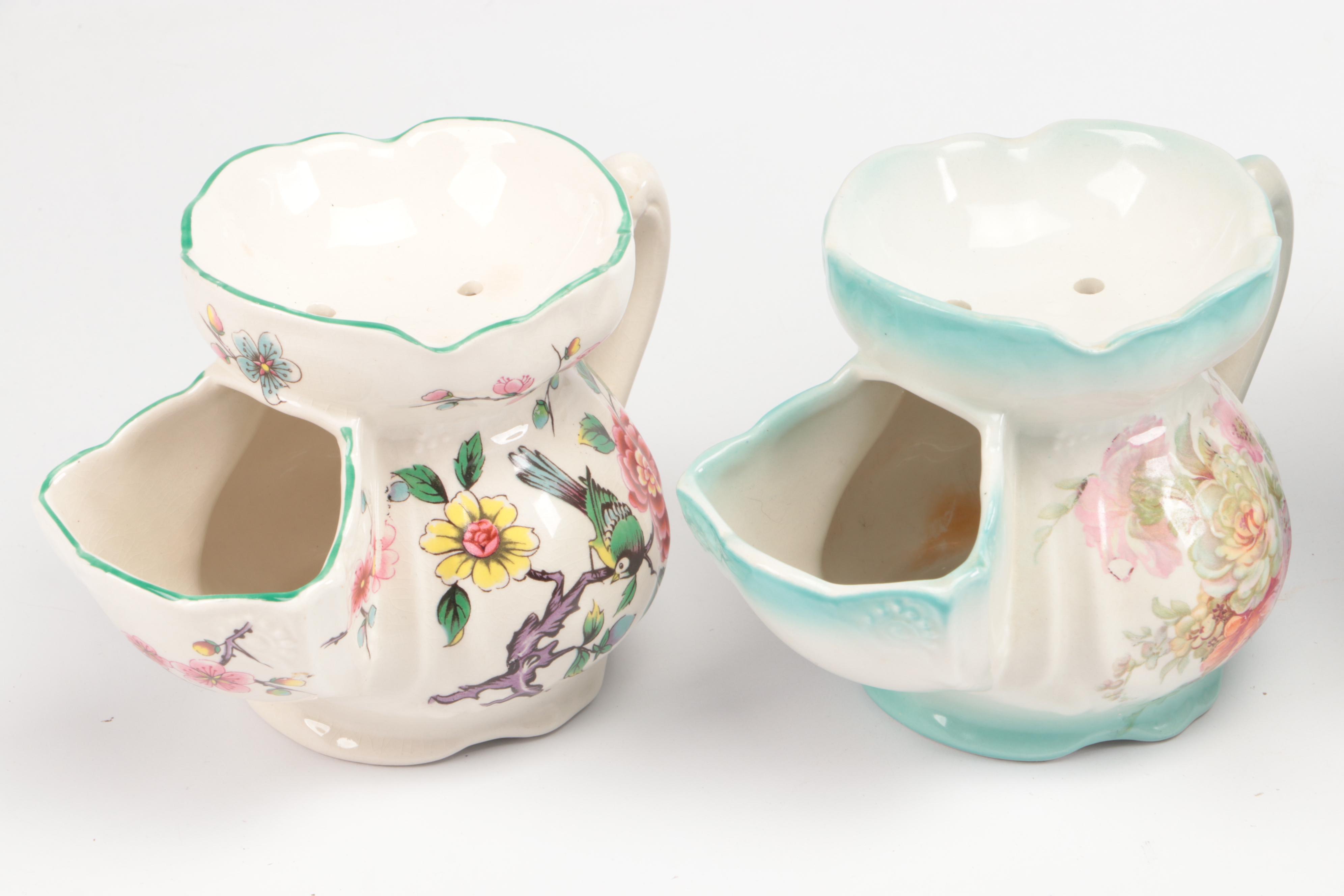 Royal Albert "Lilac Lane" Dessert Set with James Kent Old Foley Shaving Mugs