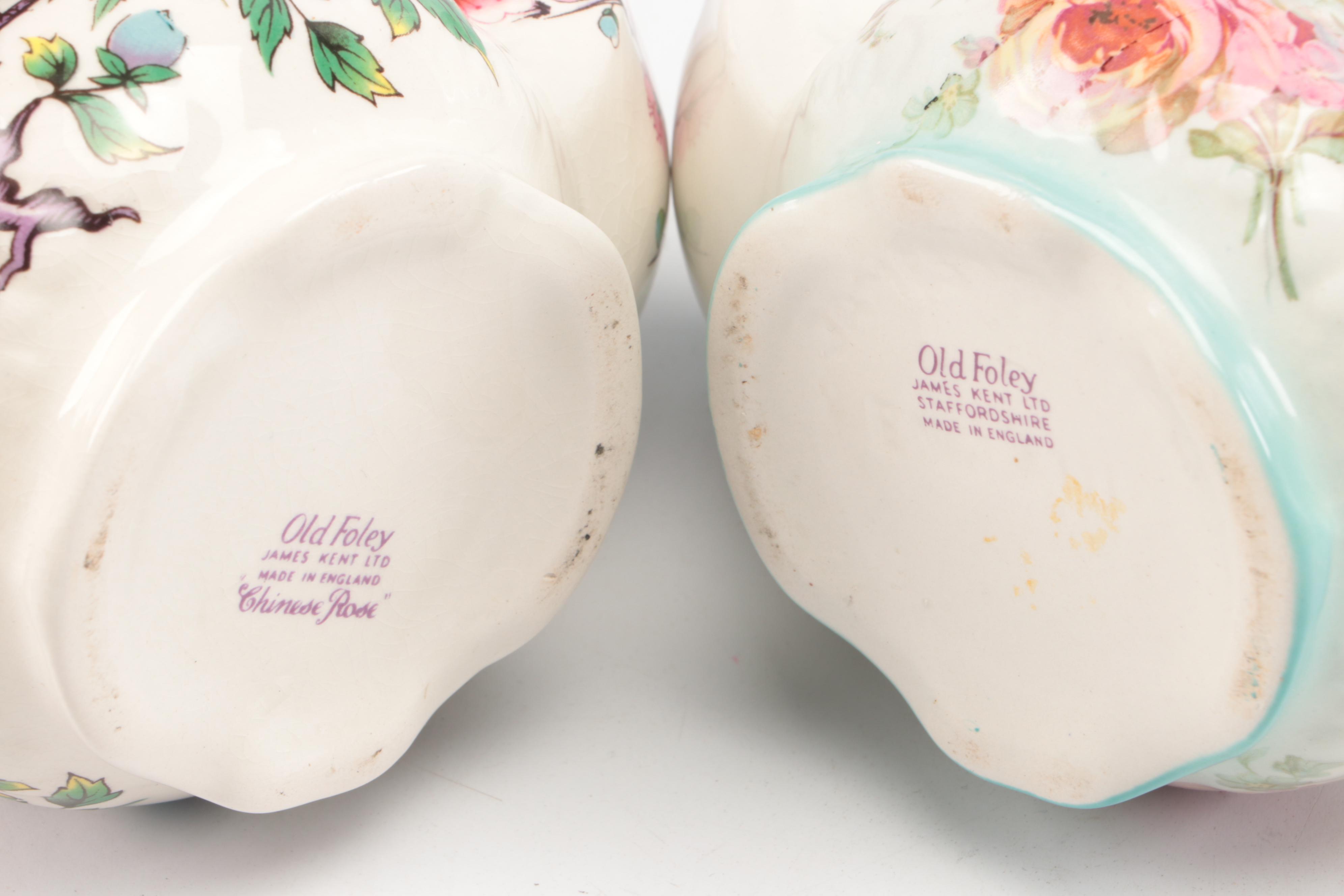 Royal Albert "Lilac Lane" Dessert Set with James Kent Old Foley Shaving Mugs