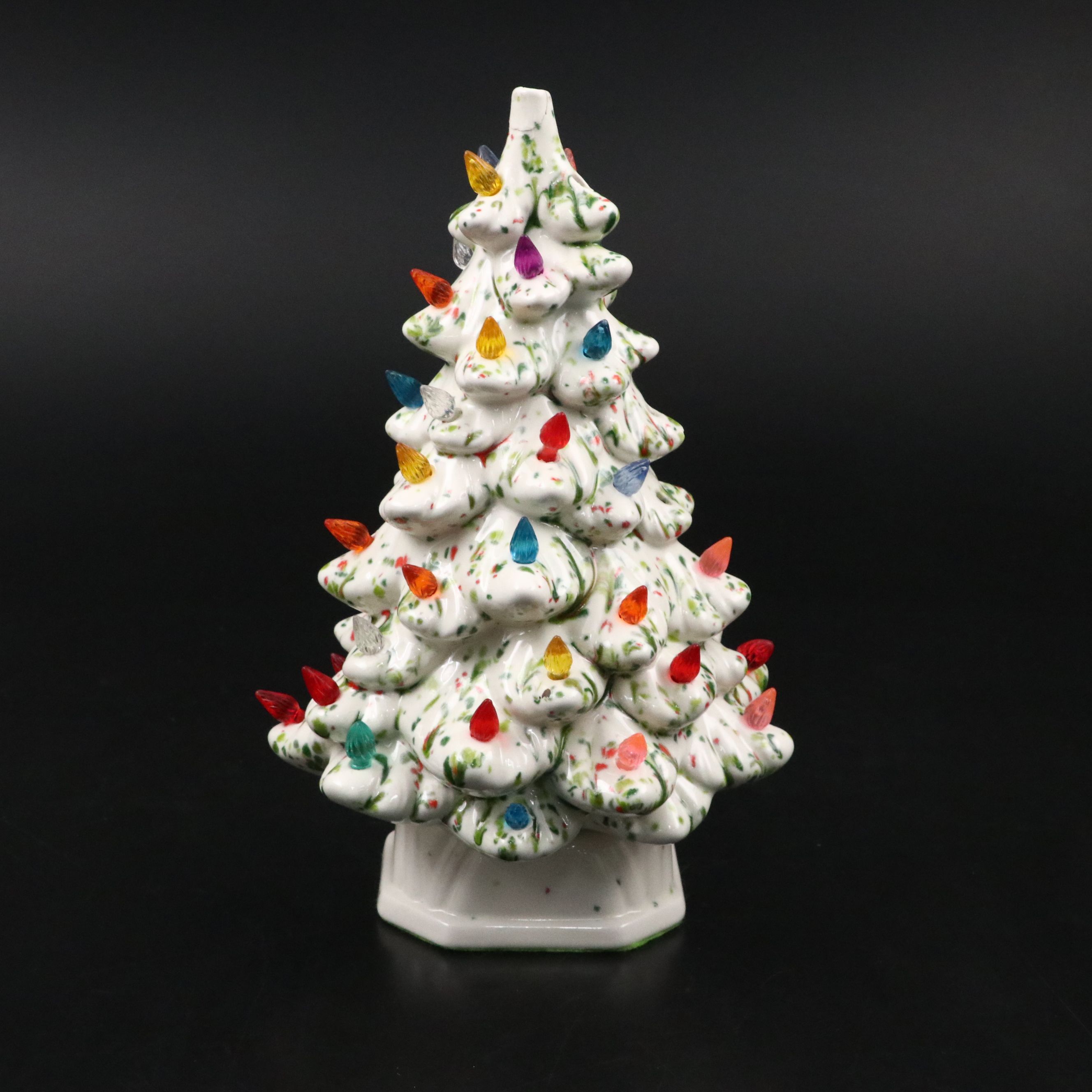 Hand-Painted Ceramic Illuminated Christmas Tree, 1976