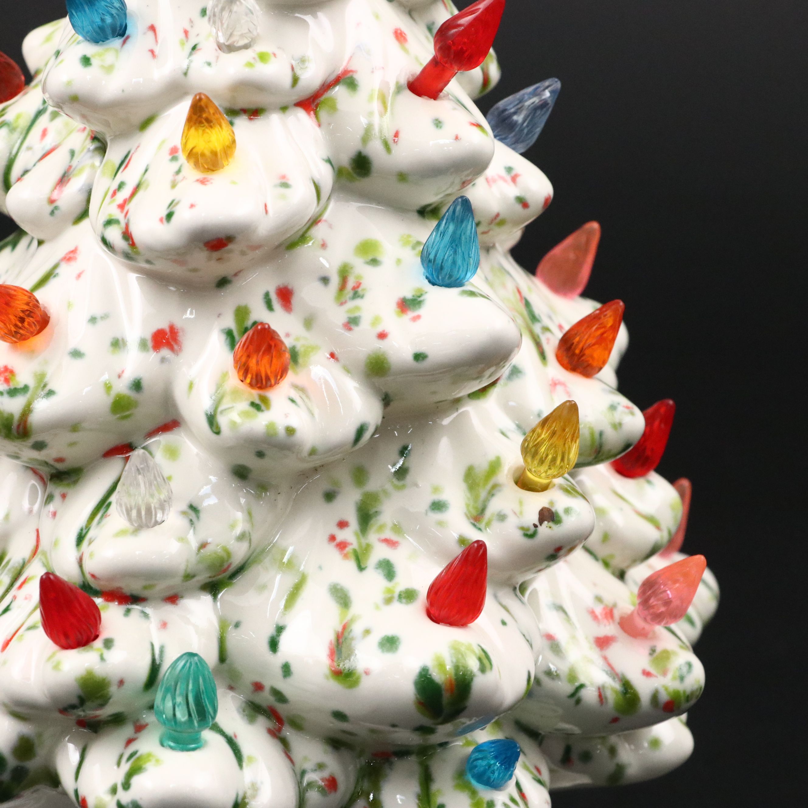 Hand-Painted Ceramic Illuminated Christmas Tree, 1976