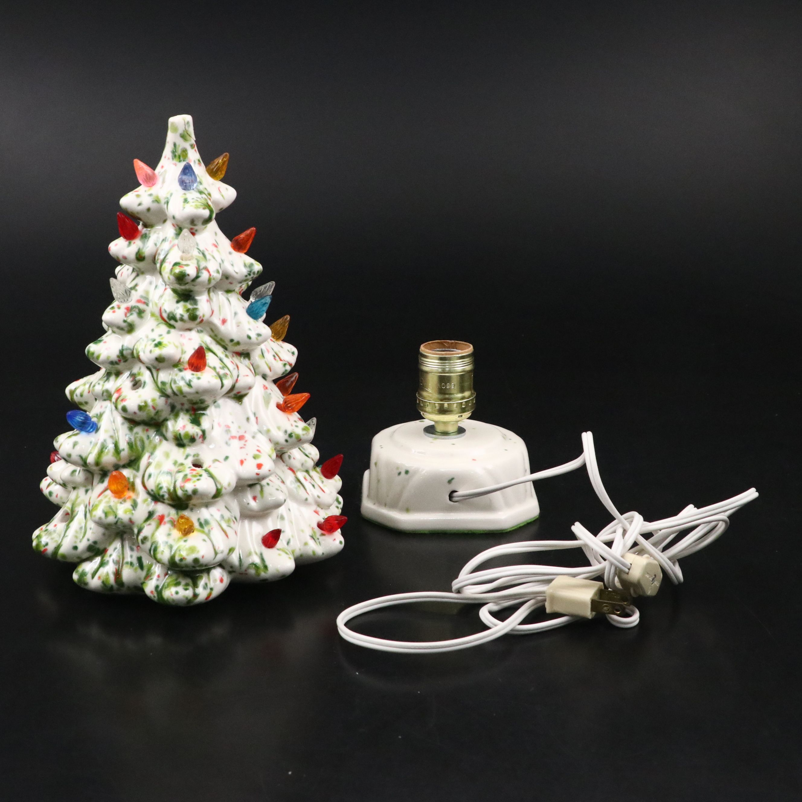 Hand-Painted Ceramic Illuminated Christmas Tree, 1976