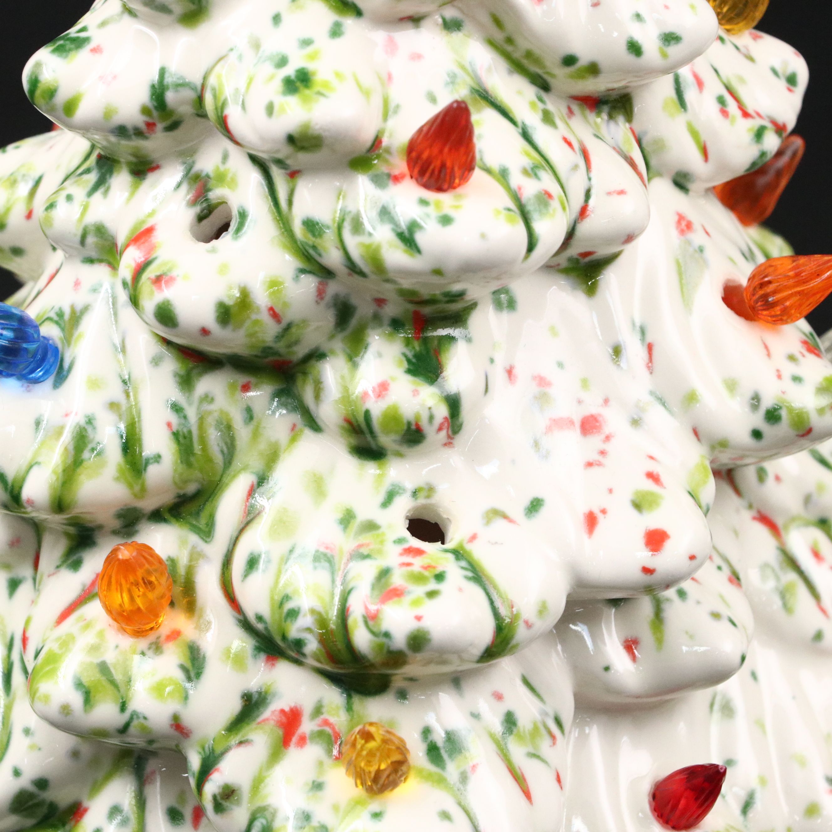 Hand-Painted Ceramic Illuminated Christmas Tree, 1976