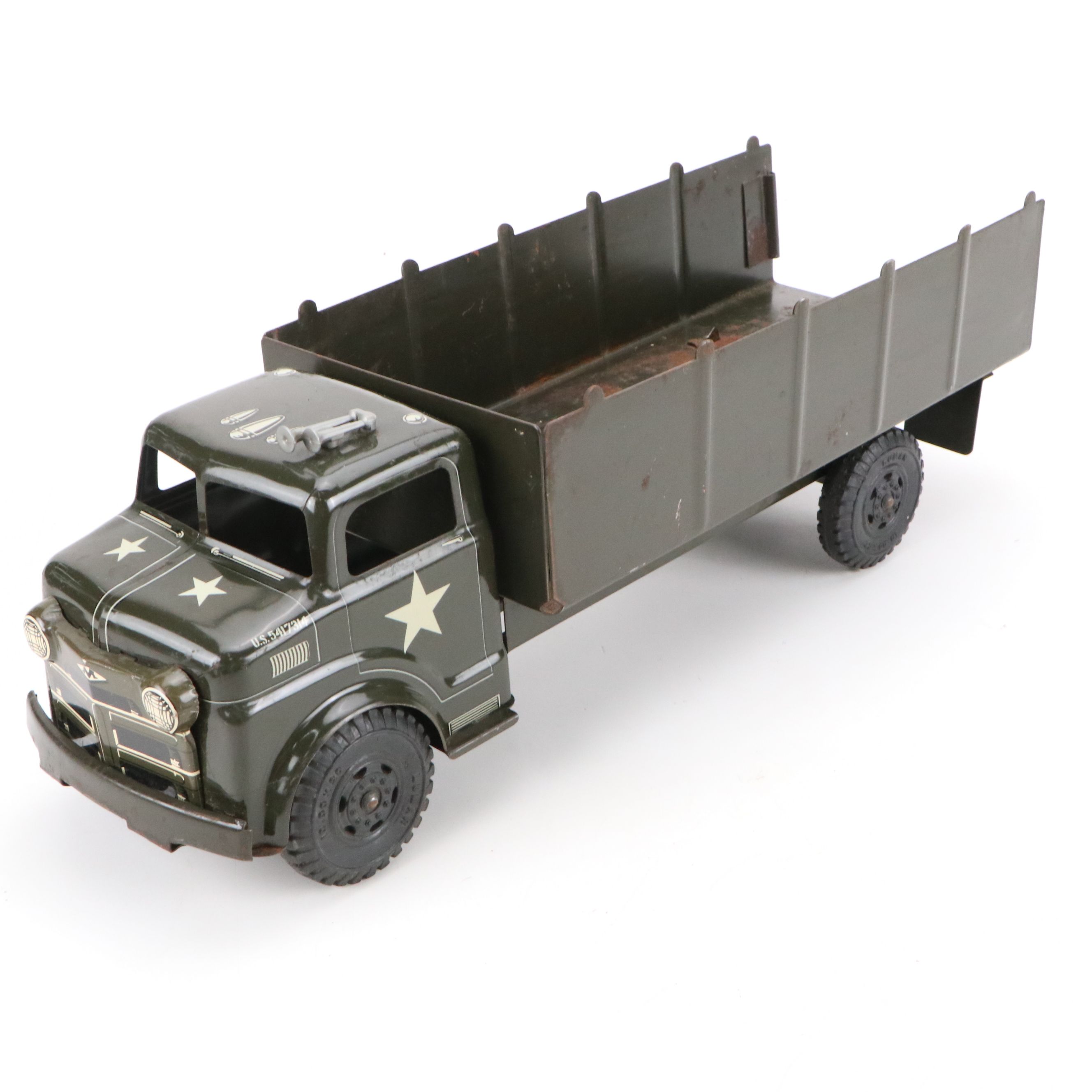 Marx Steel Army Transport Truck with Figurines and Other Toy Military Vehicles