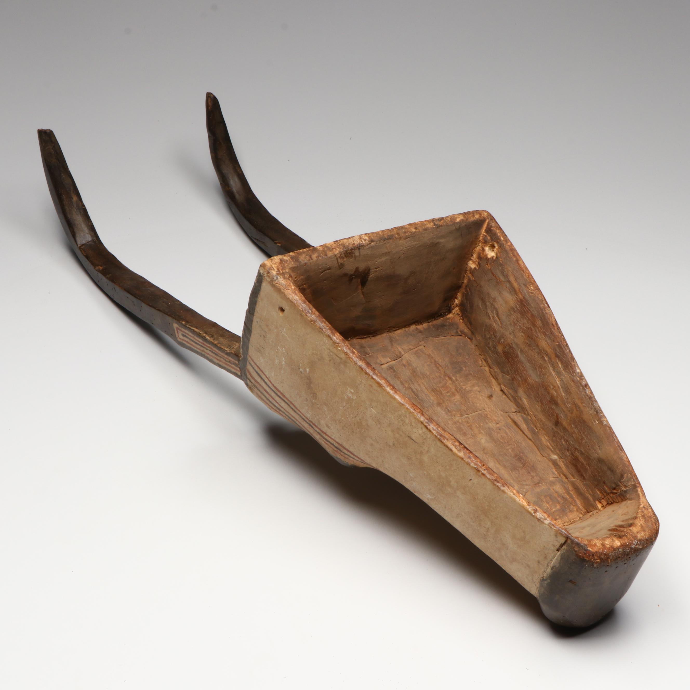 West African Bobo Style "Kobe" Antelope Carved Wood Wall Mask