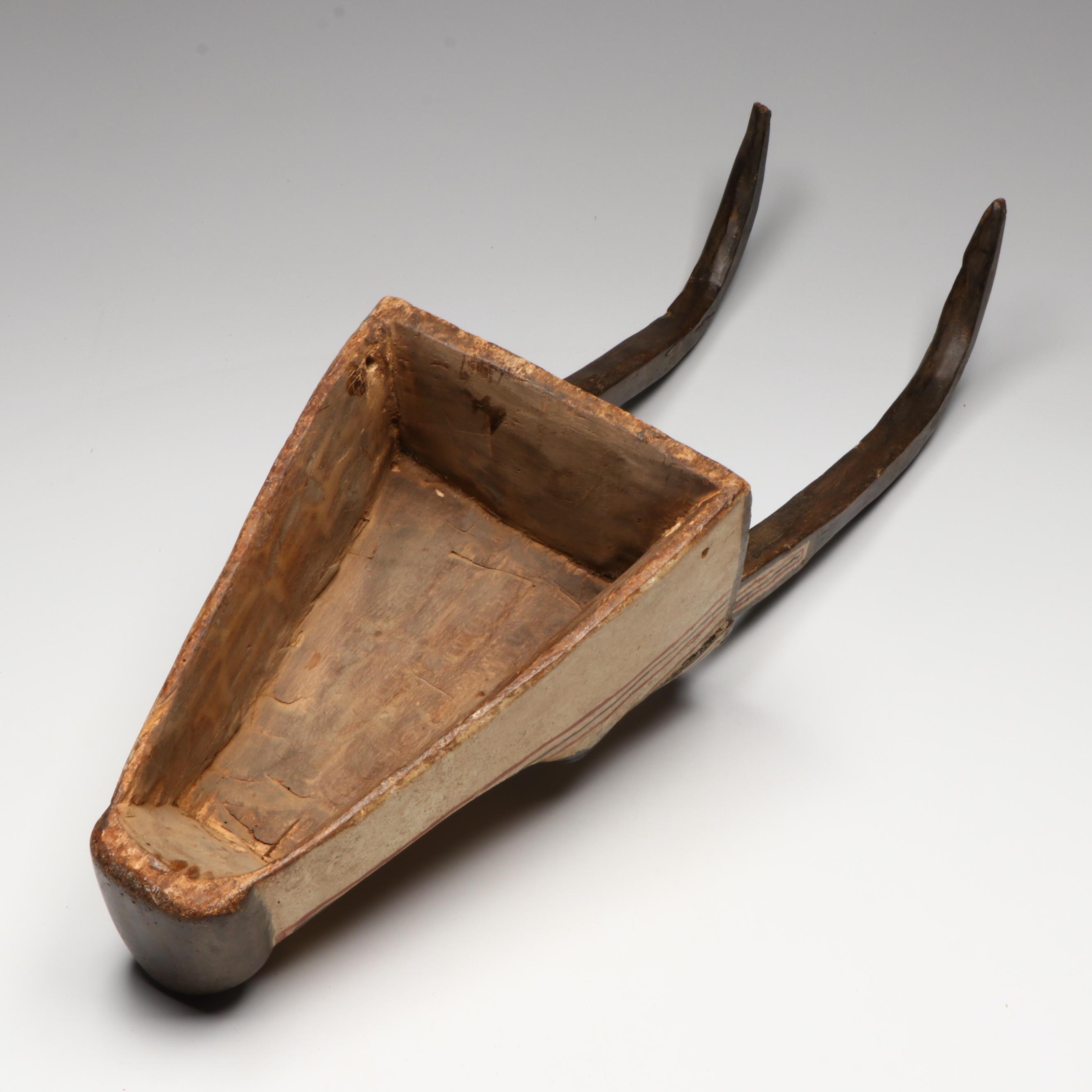 West African Bobo Style "Kobe" Antelope Carved Wood Wall Mask