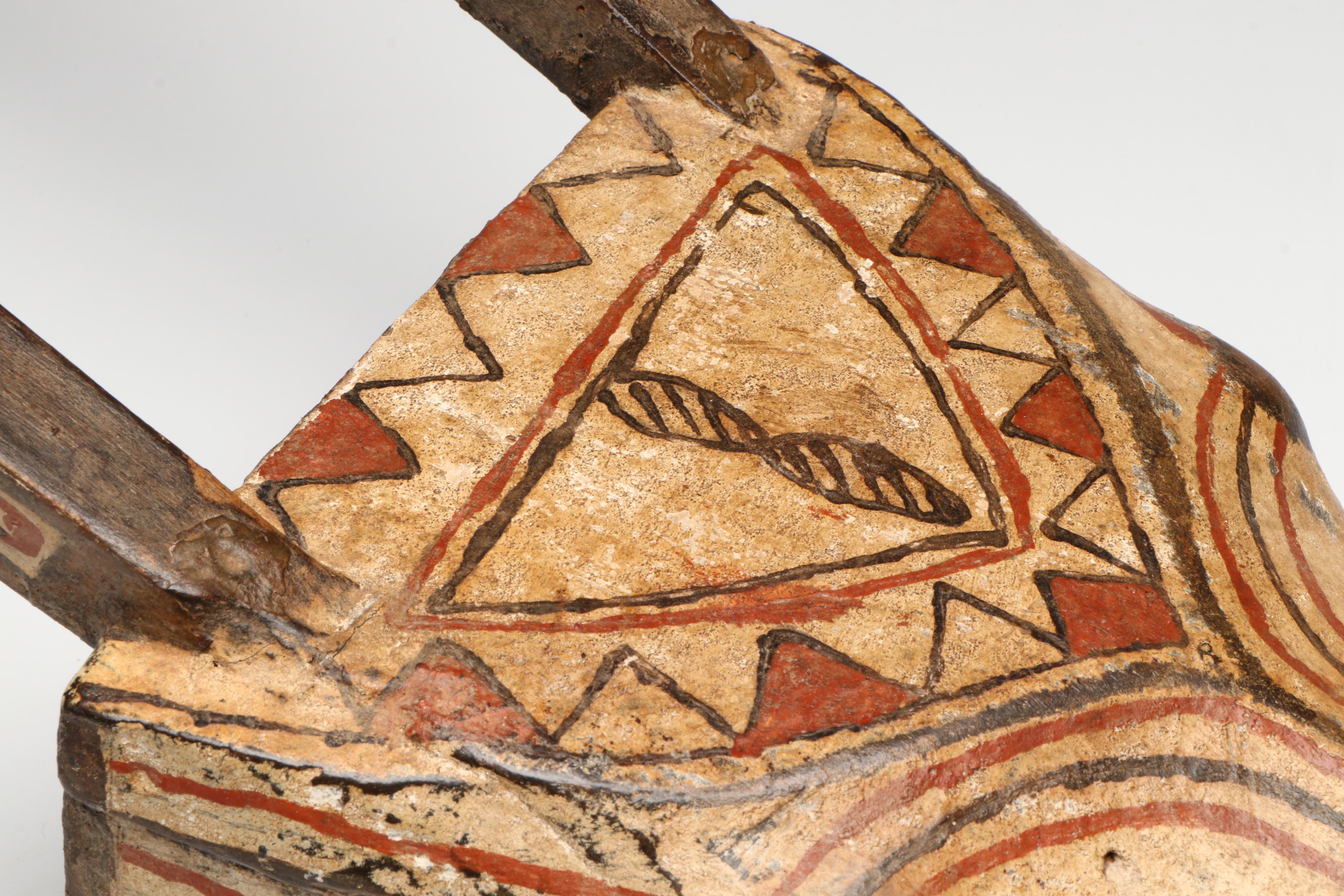 West African Bobo Style "Kobe" Antelope Carved Wood Wall Mask