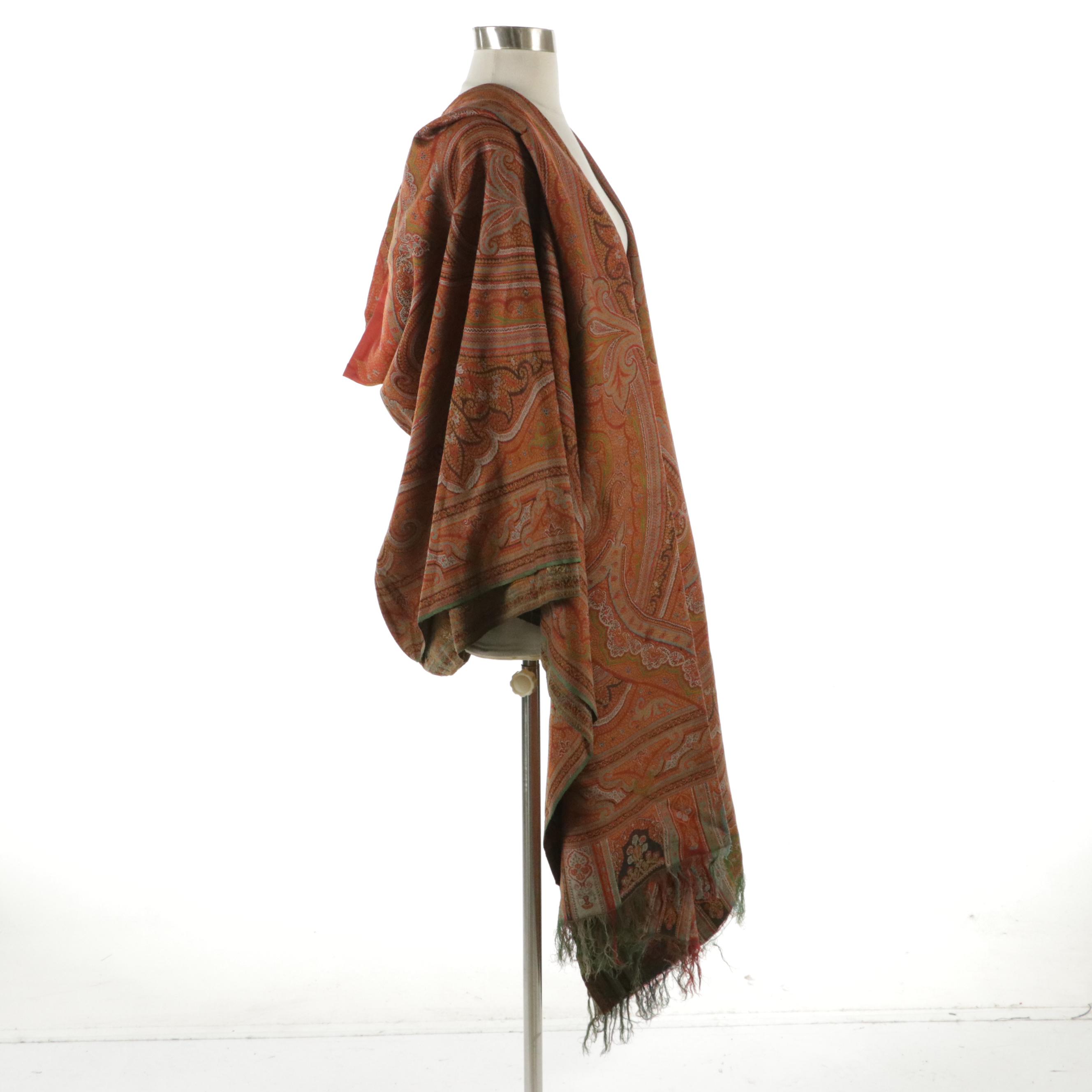Kashmir Paisley Wool Shawl, Mid to Late 19th Century