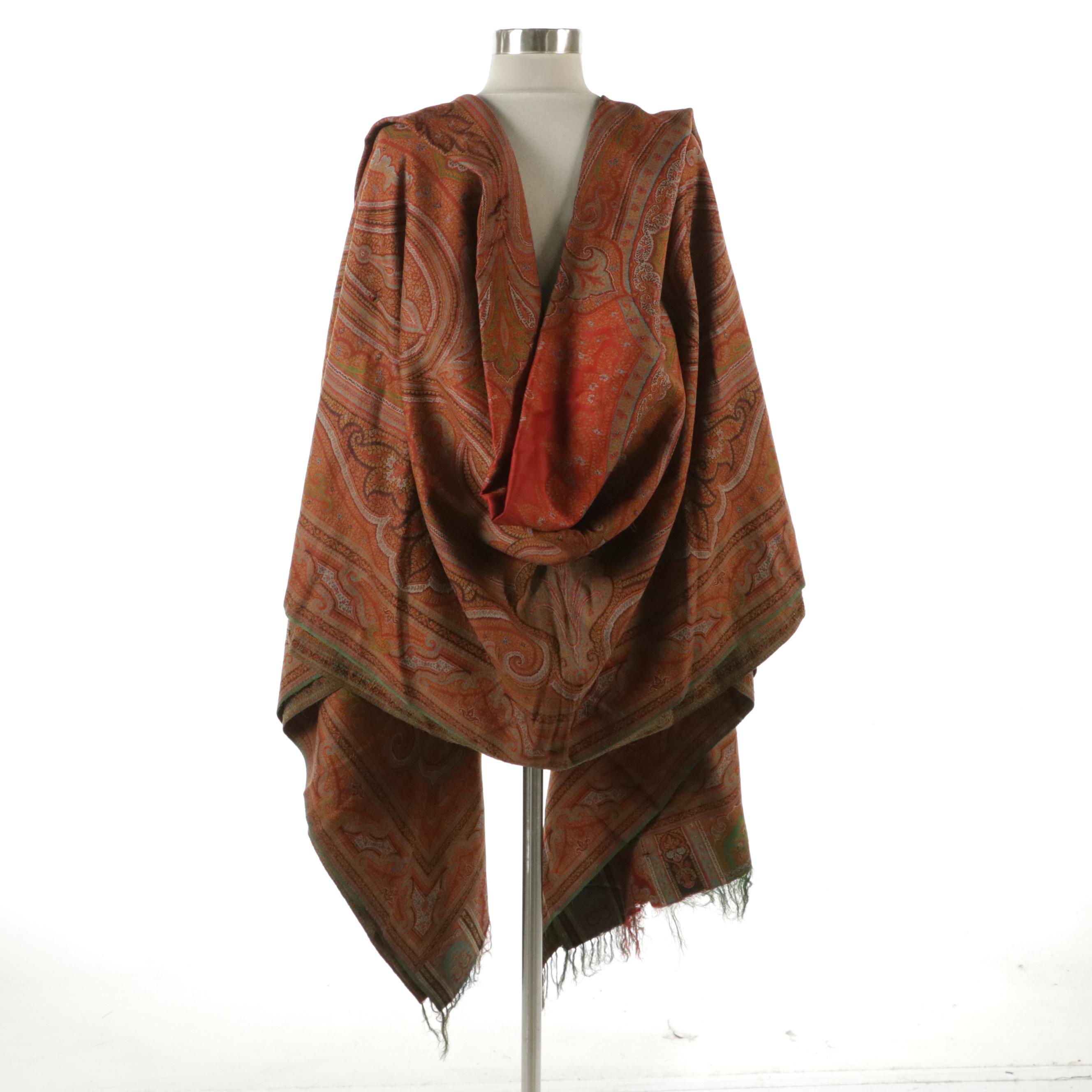 Kashmir Paisley Wool Shawl, Mid to Late 19th Century