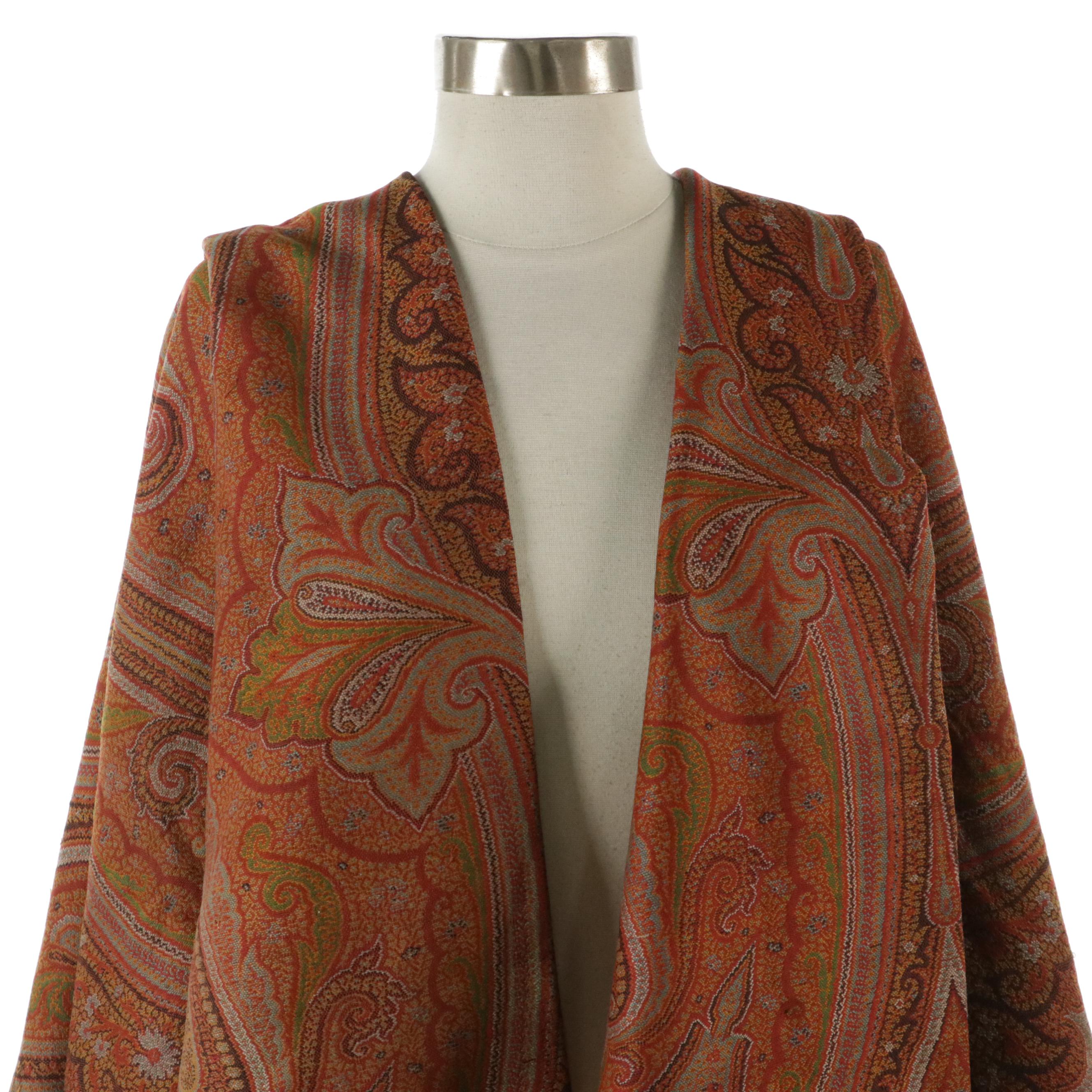 Kashmir Paisley Wool Shawl, Mid to Late 19th Century