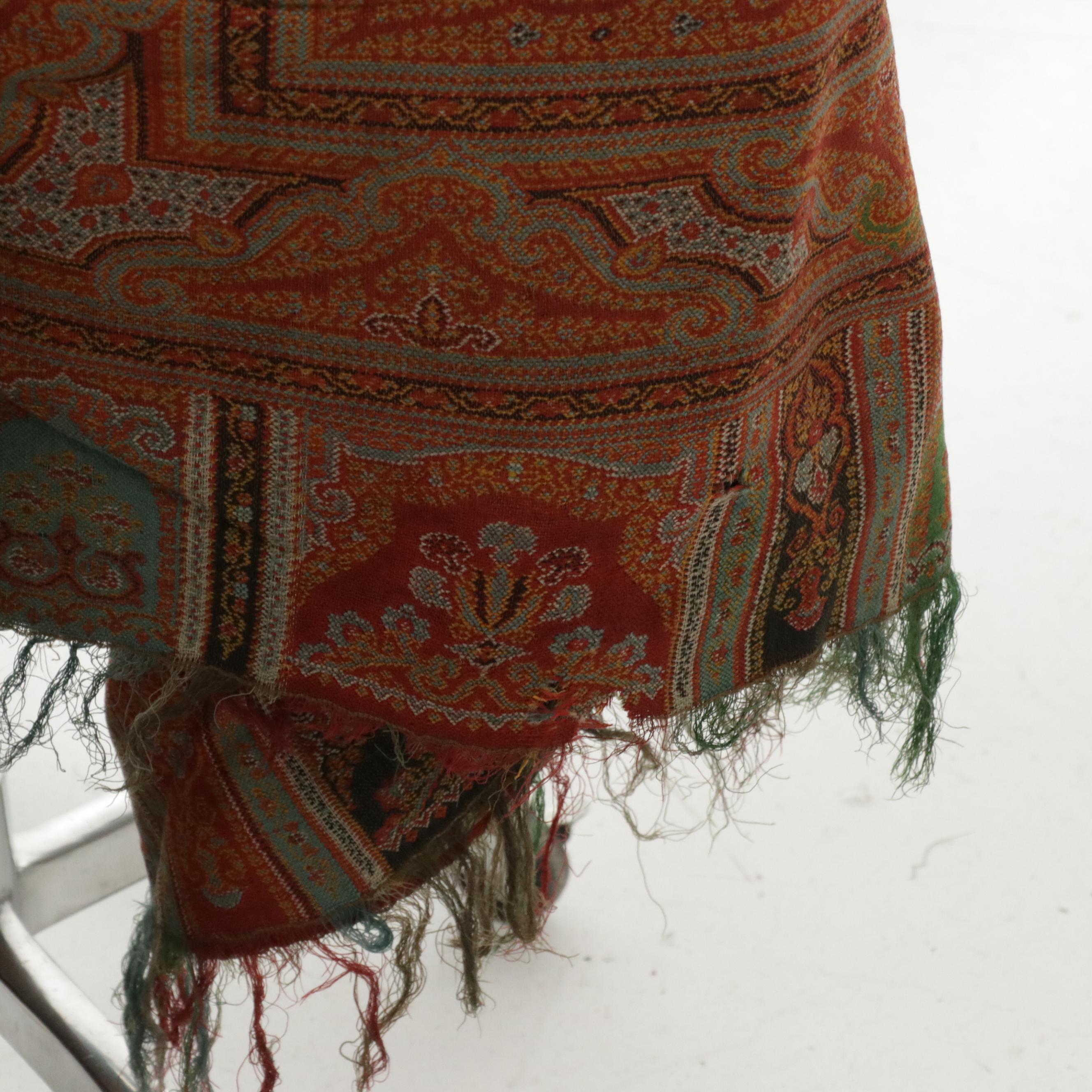 Kashmir Paisley Wool Shawl, Mid to Late 19th Century