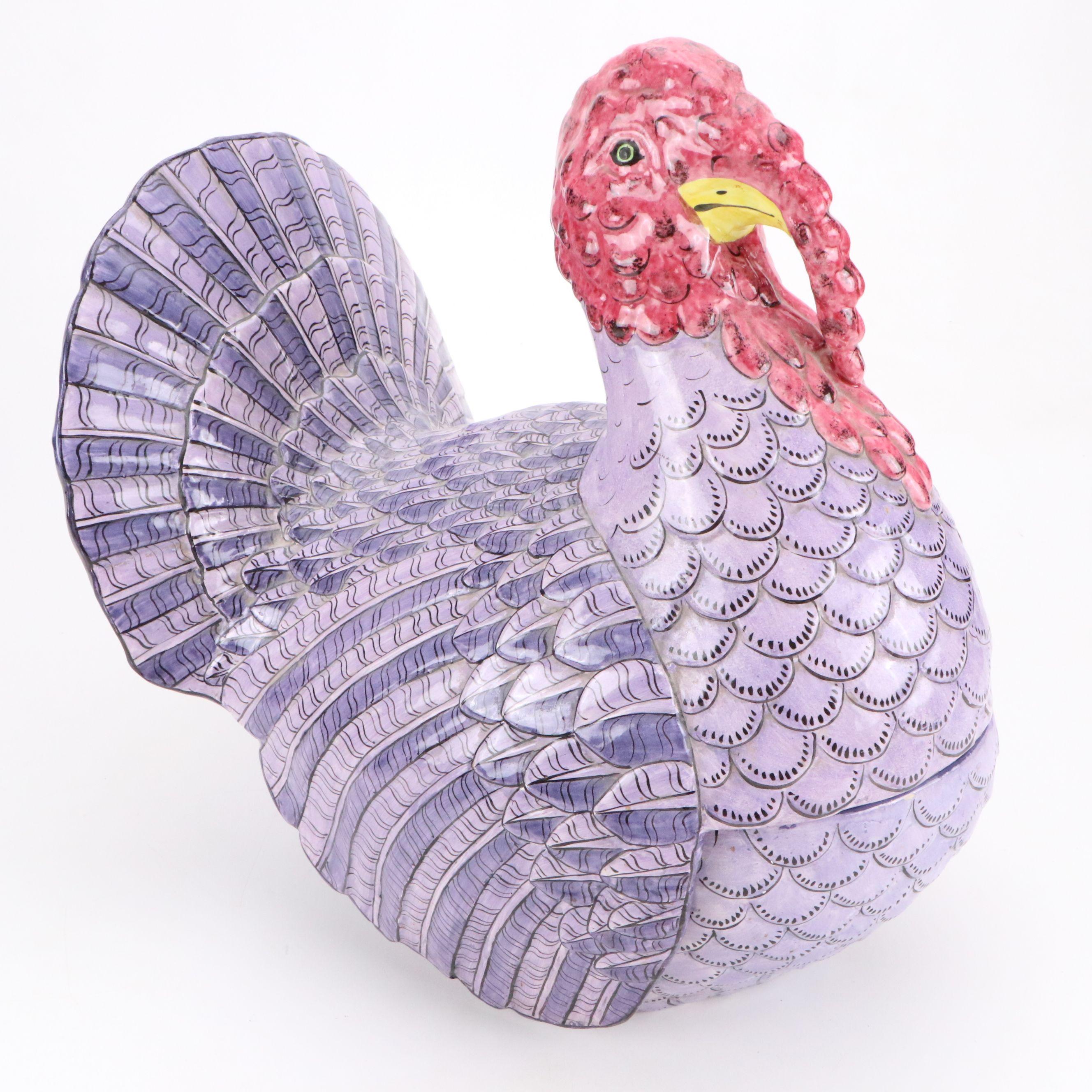 French Hand-Painted Ceramic Figural Turkey Jar