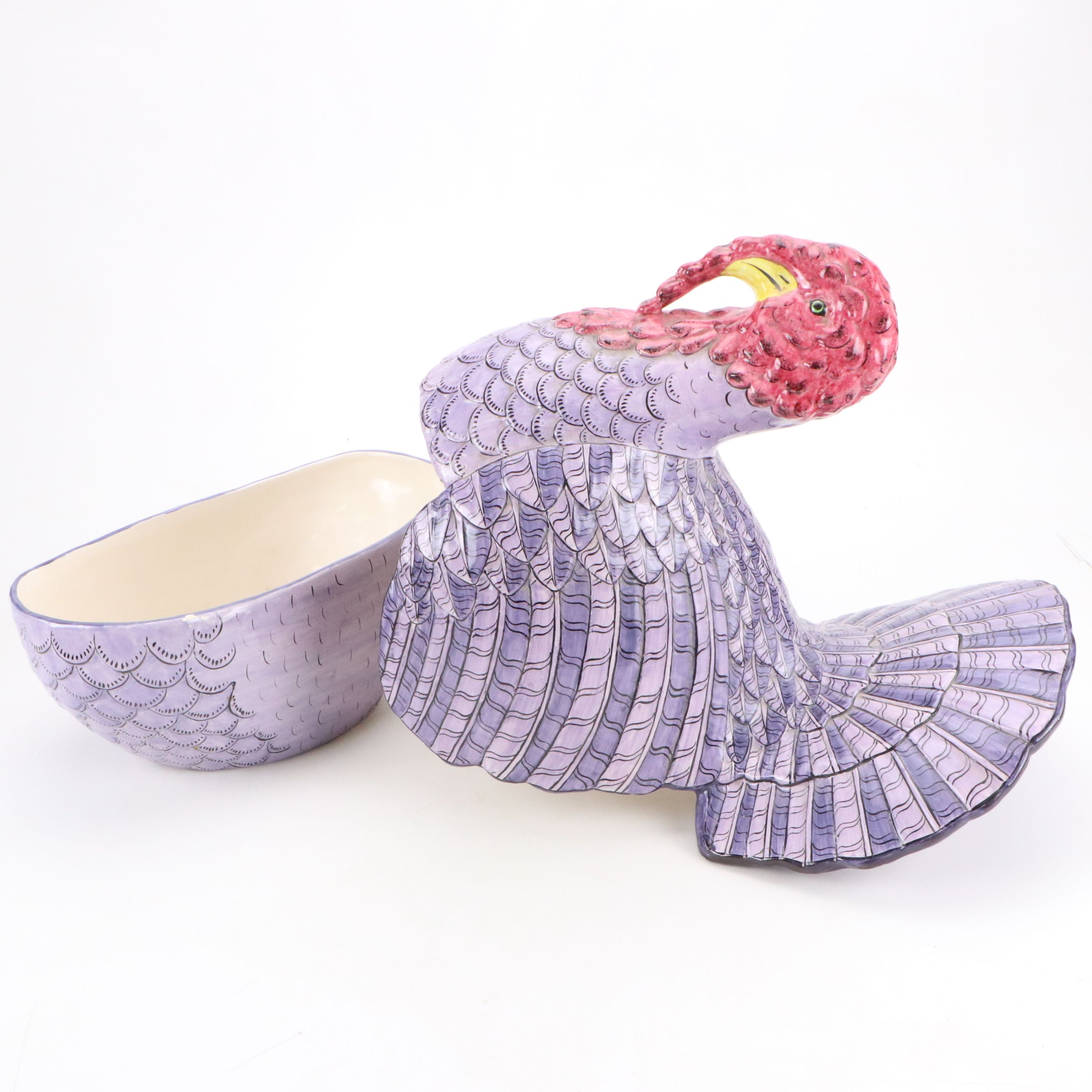 French Hand-Painted Ceramic Figural Turkey Jar