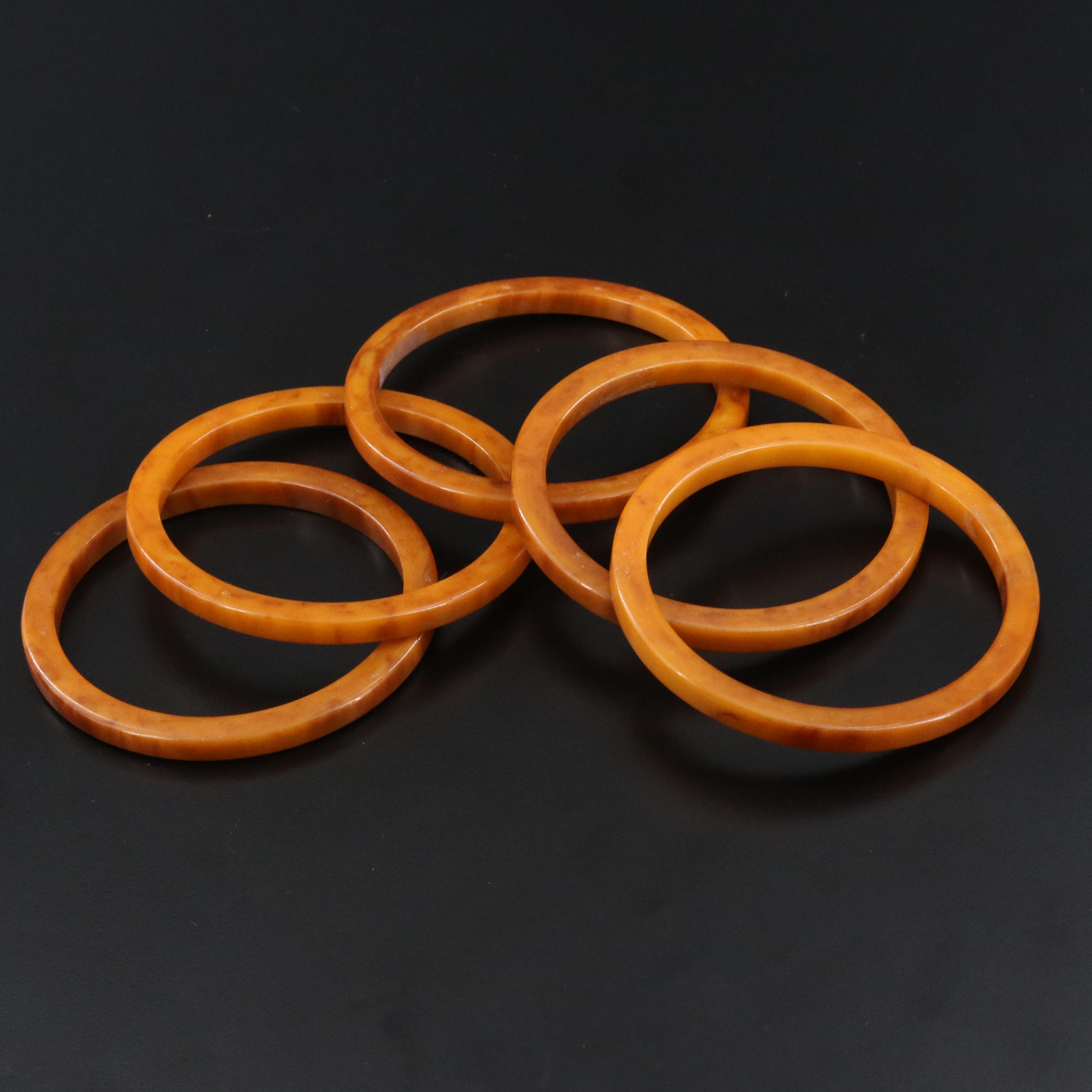 Vintage Bakelite Collection Including Bangles, Buckle and Hoops