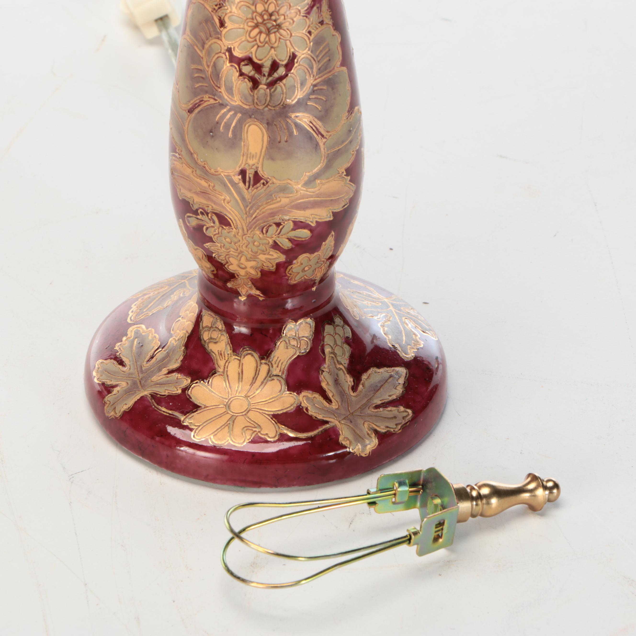 Chinese Cloisonné Vase Table Lamp with Floral Gold Finish Ceramic Table Lamp