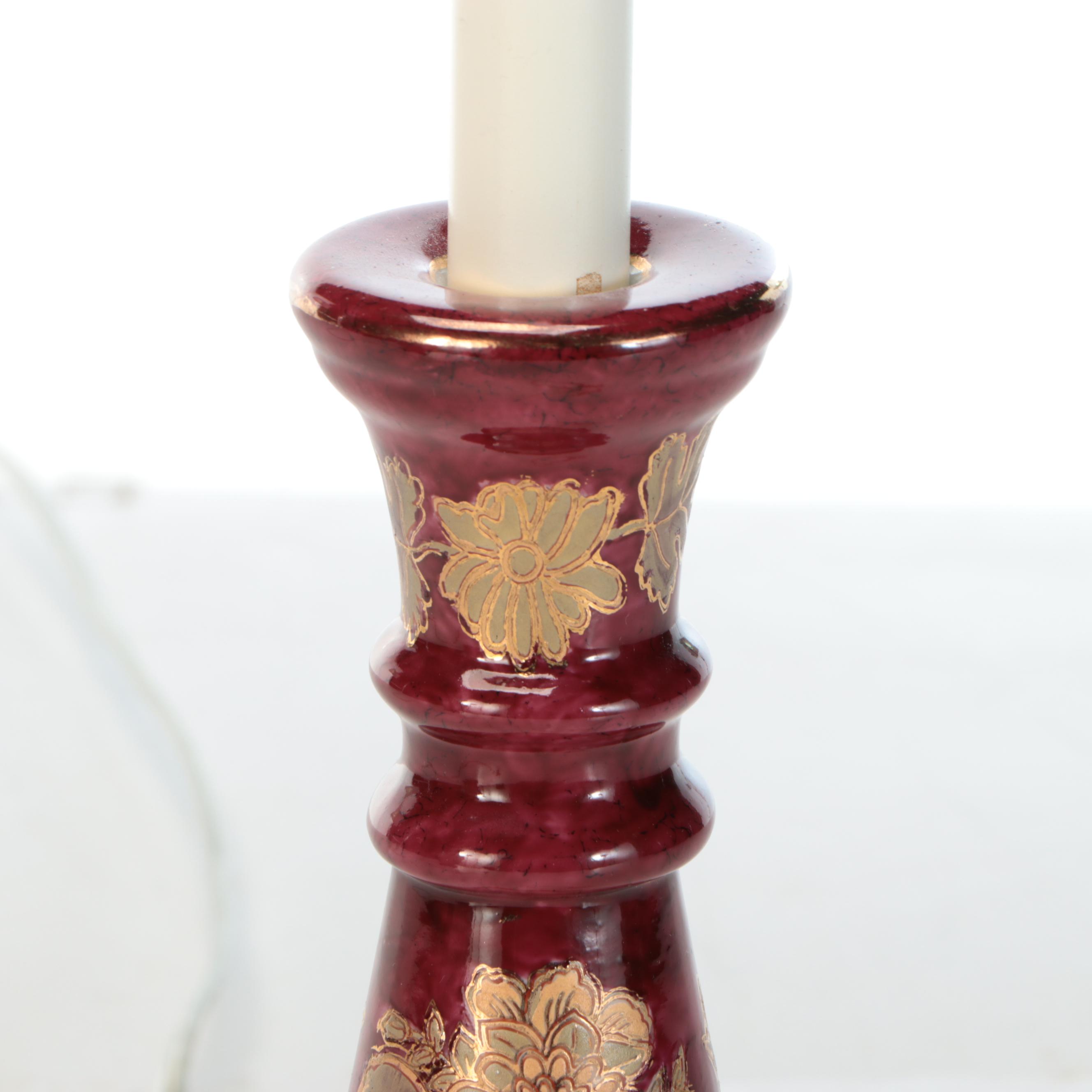 Chinese Cloisonné Vase Table Lamp with Floral Gold Finish Ceramic Table Lamp