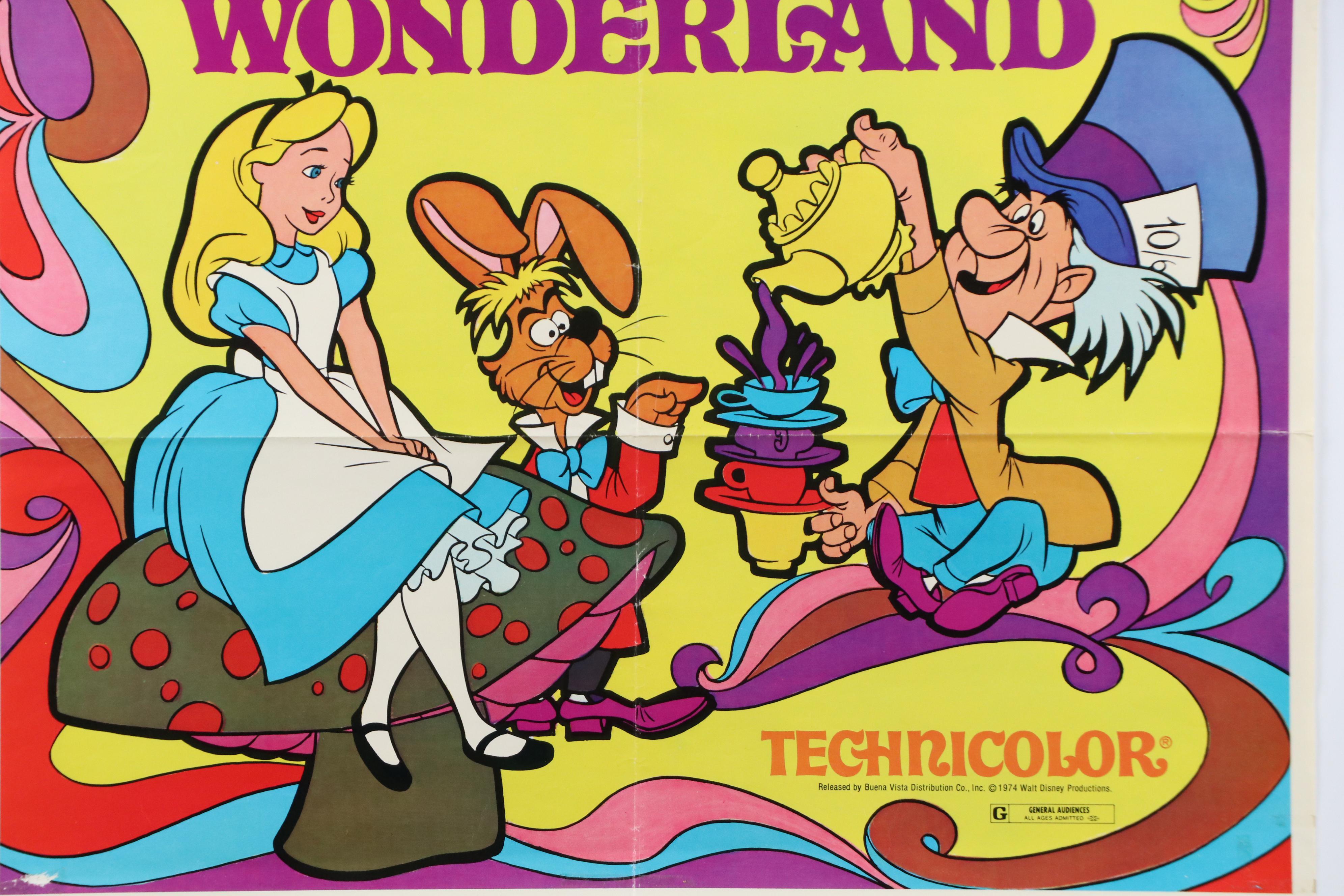 Disney Offset Lithograph Movie Posters "Alice in Wonderland" and "Toy Story"