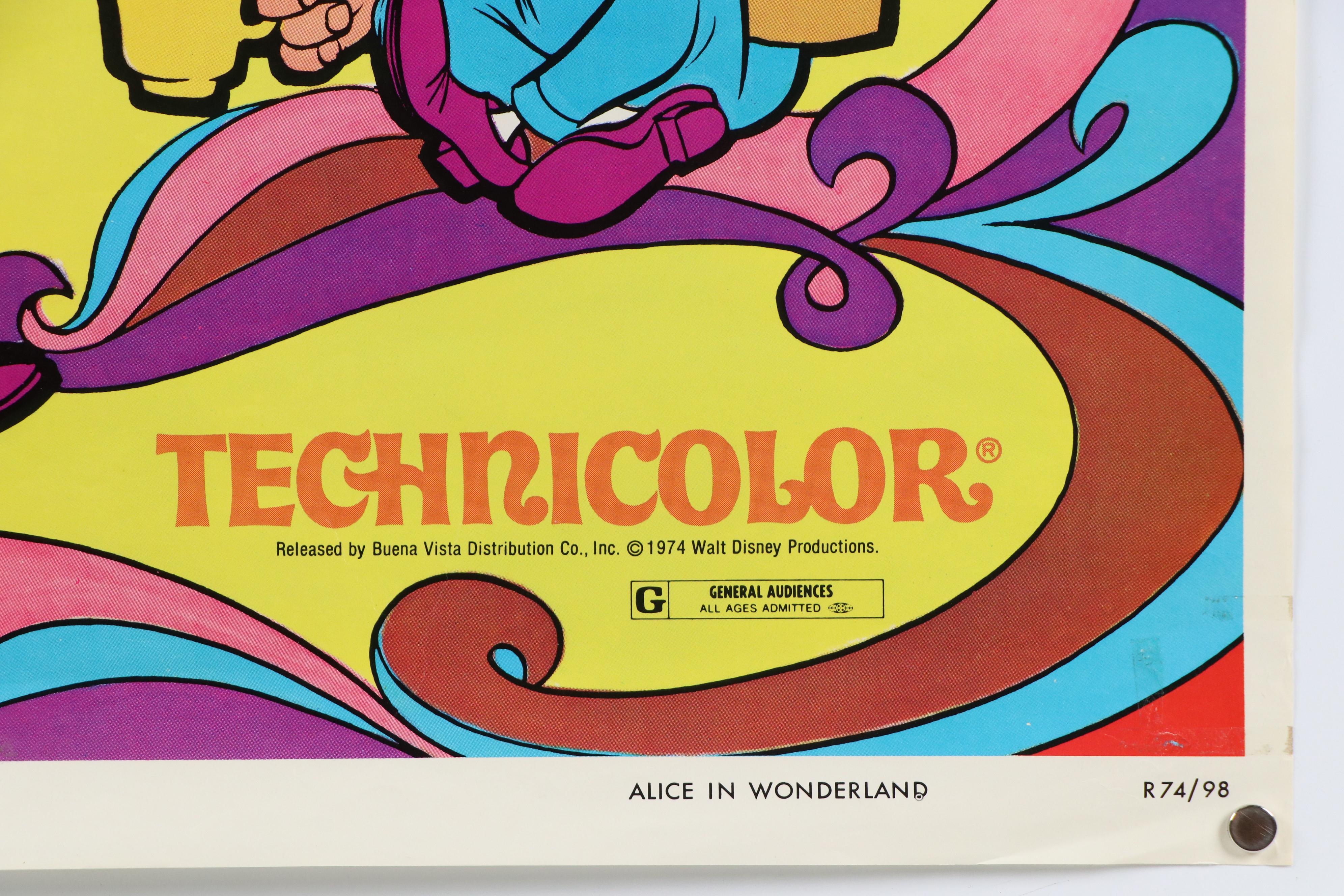 Disney Offset Lithograph Movie Posters "Alice in Wonderland" and "Toy Story"