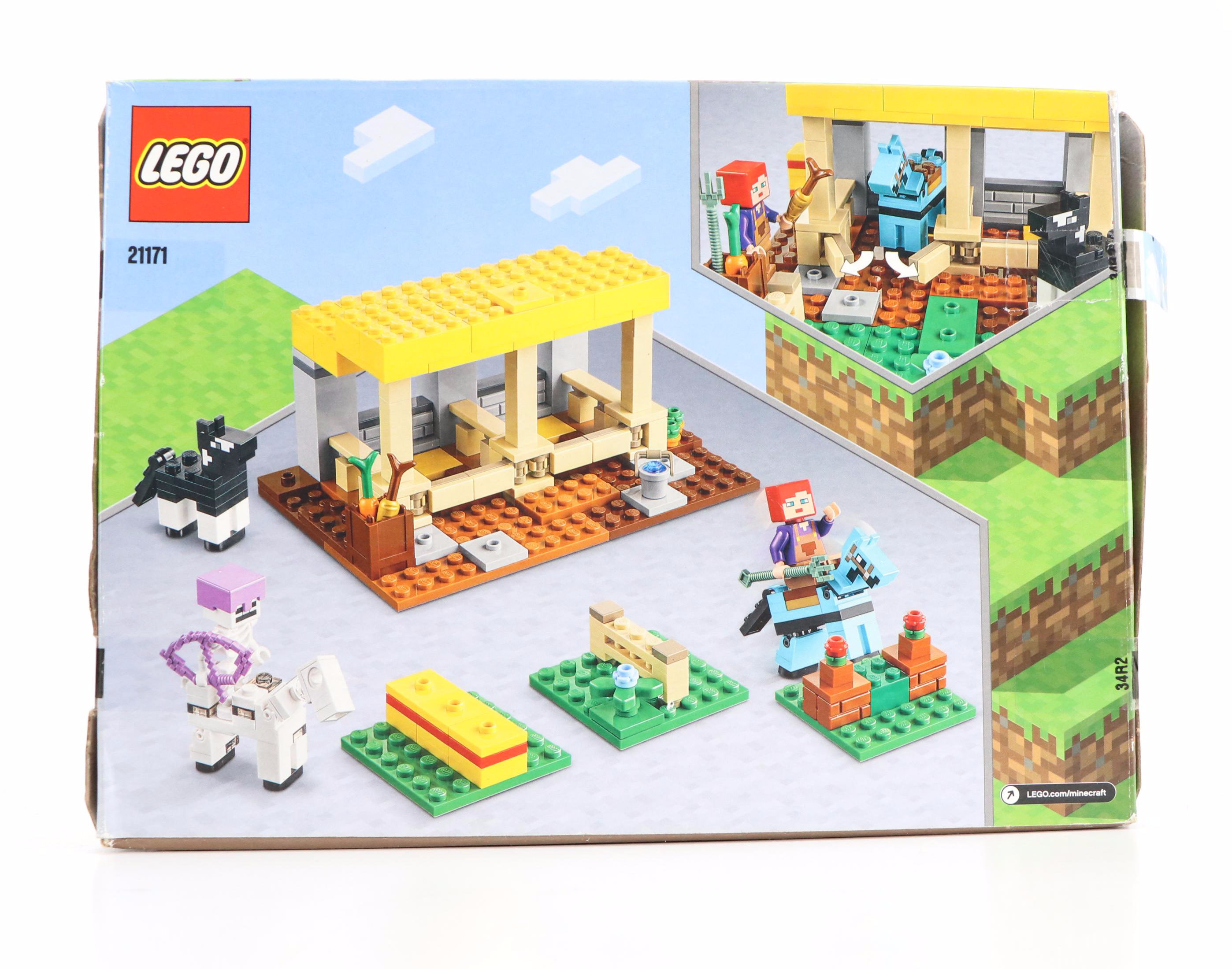 LEGO Minecraft "Horse Stable," "The Fox Lodge," and "The Dungeon" Building Sets