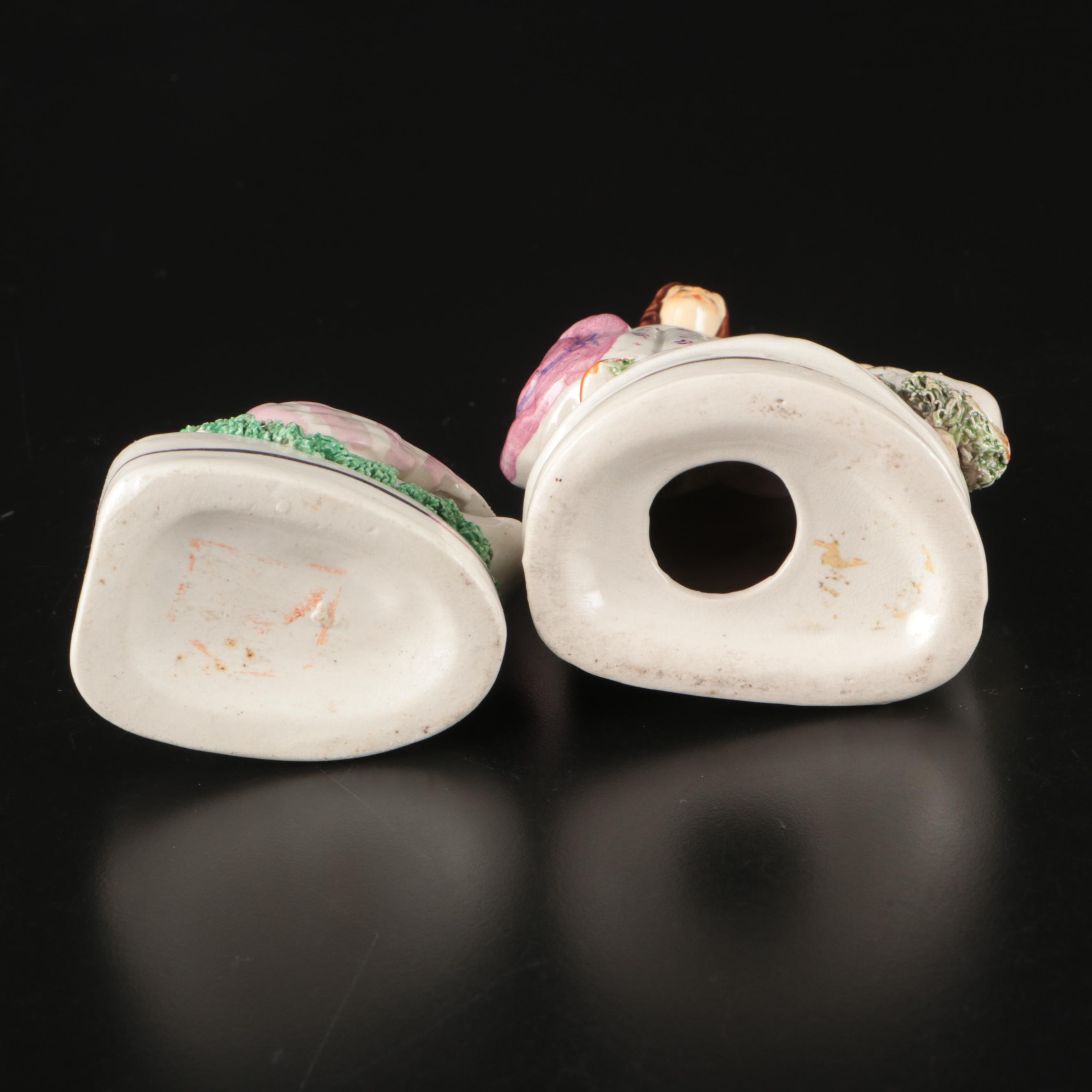 "Lucrezia Gennaro" Man & Woman, Swan, and Girl with Bird Ceramic Figures