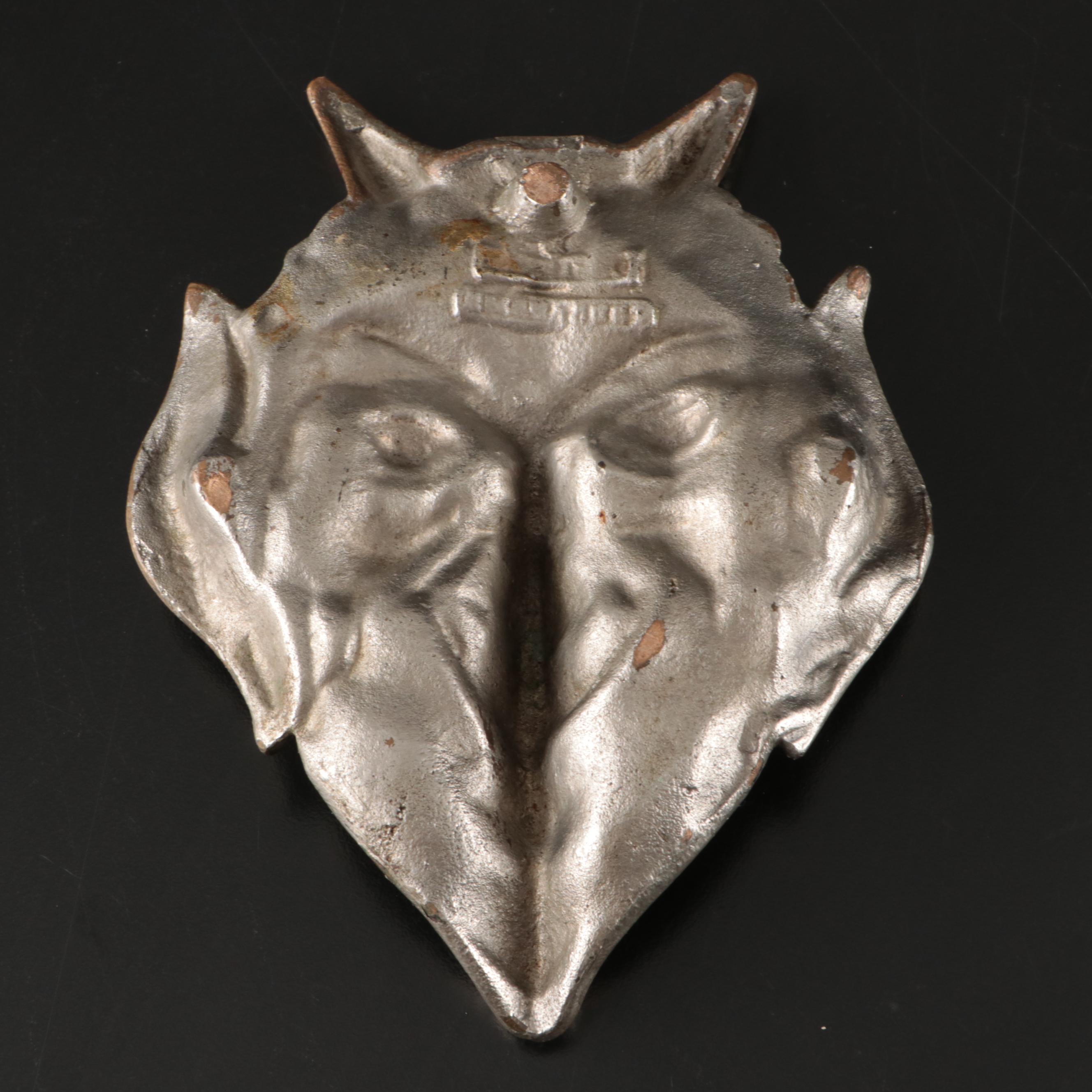 Russian Silver Plate on Copper Devil Face Ashtray, Early 20th C.