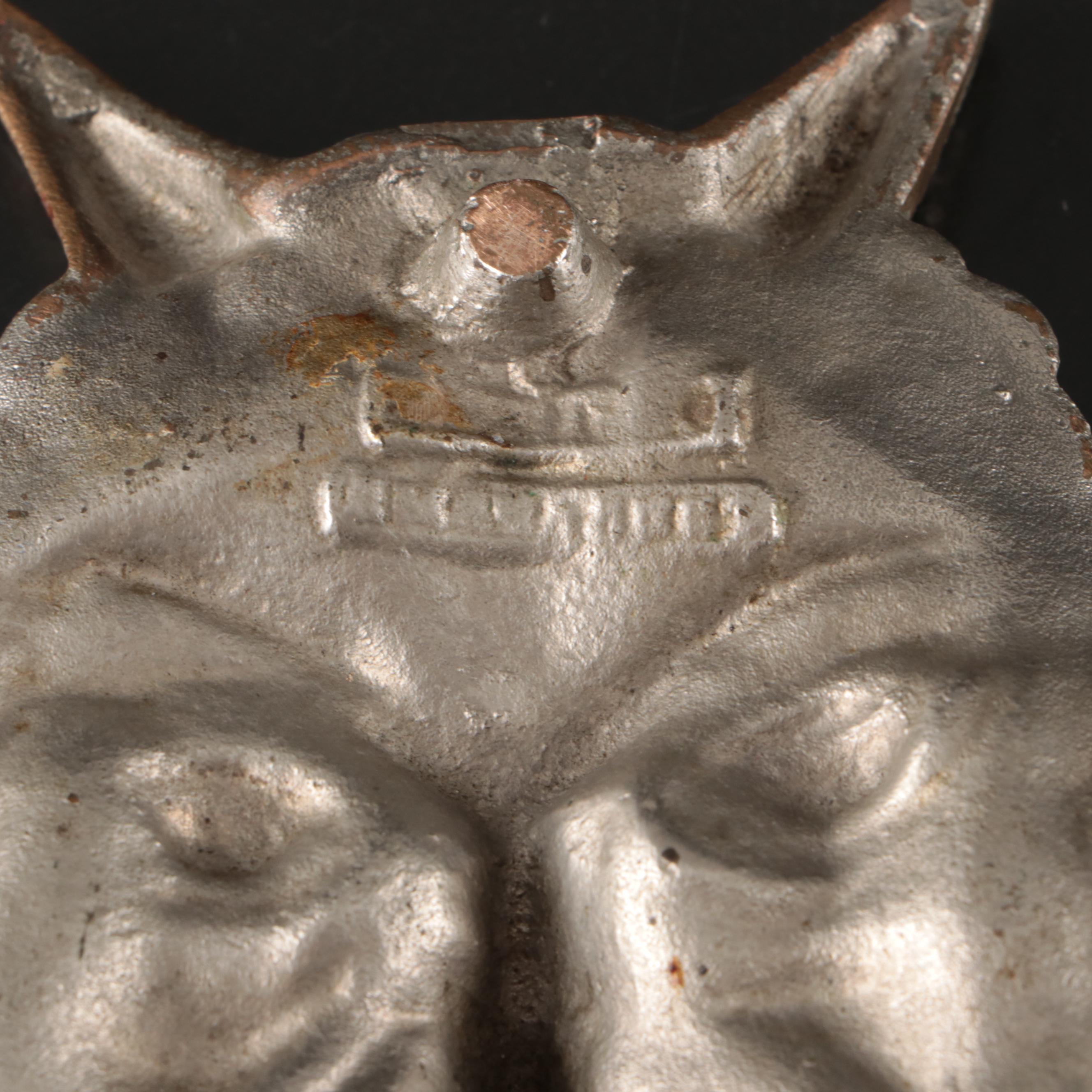Russian Silver Plate on Copper Devil Face Ashtray, Early 20th C.