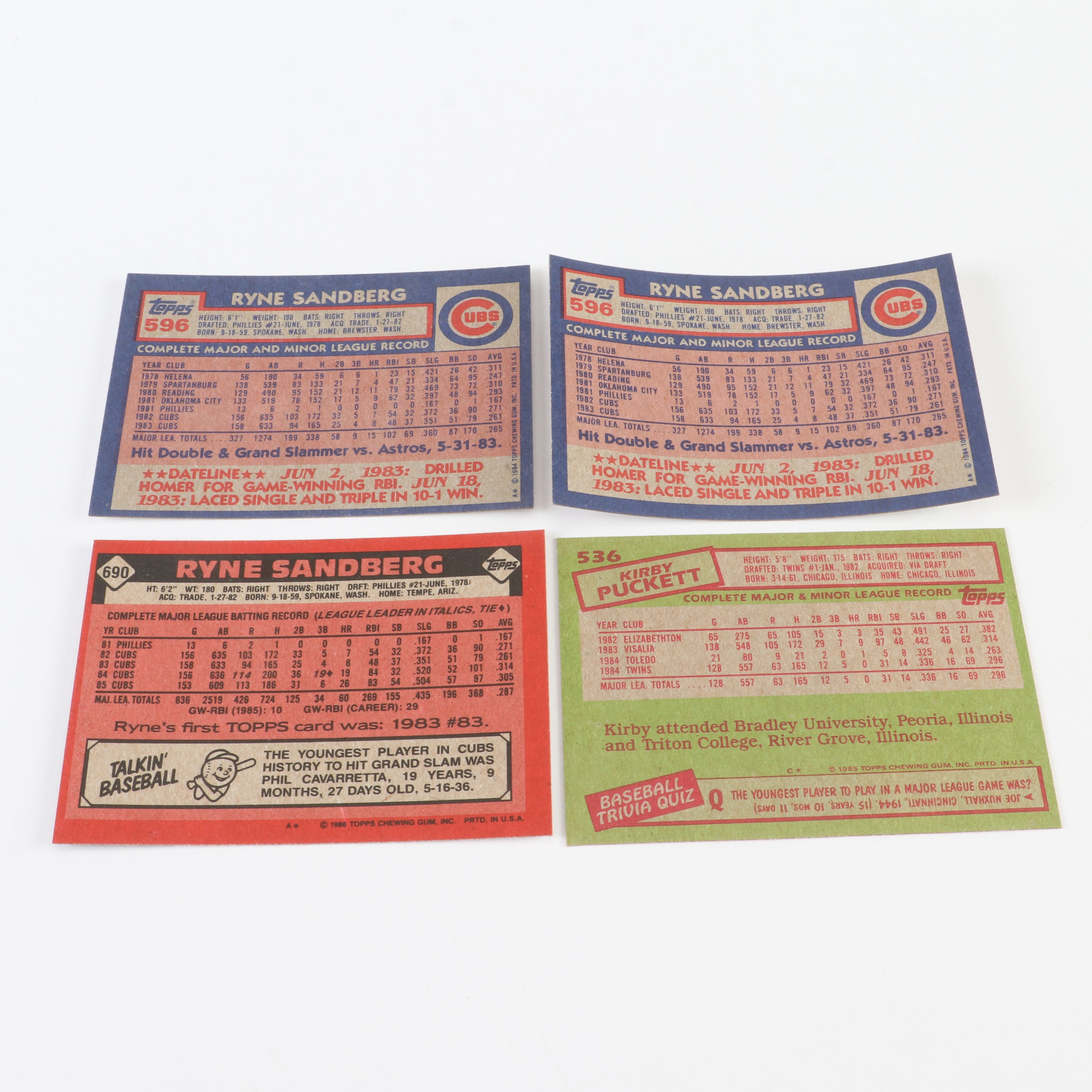 Topps Baseball Card Sets Featuring Clemens & Puckett Rookies, 1984-1986