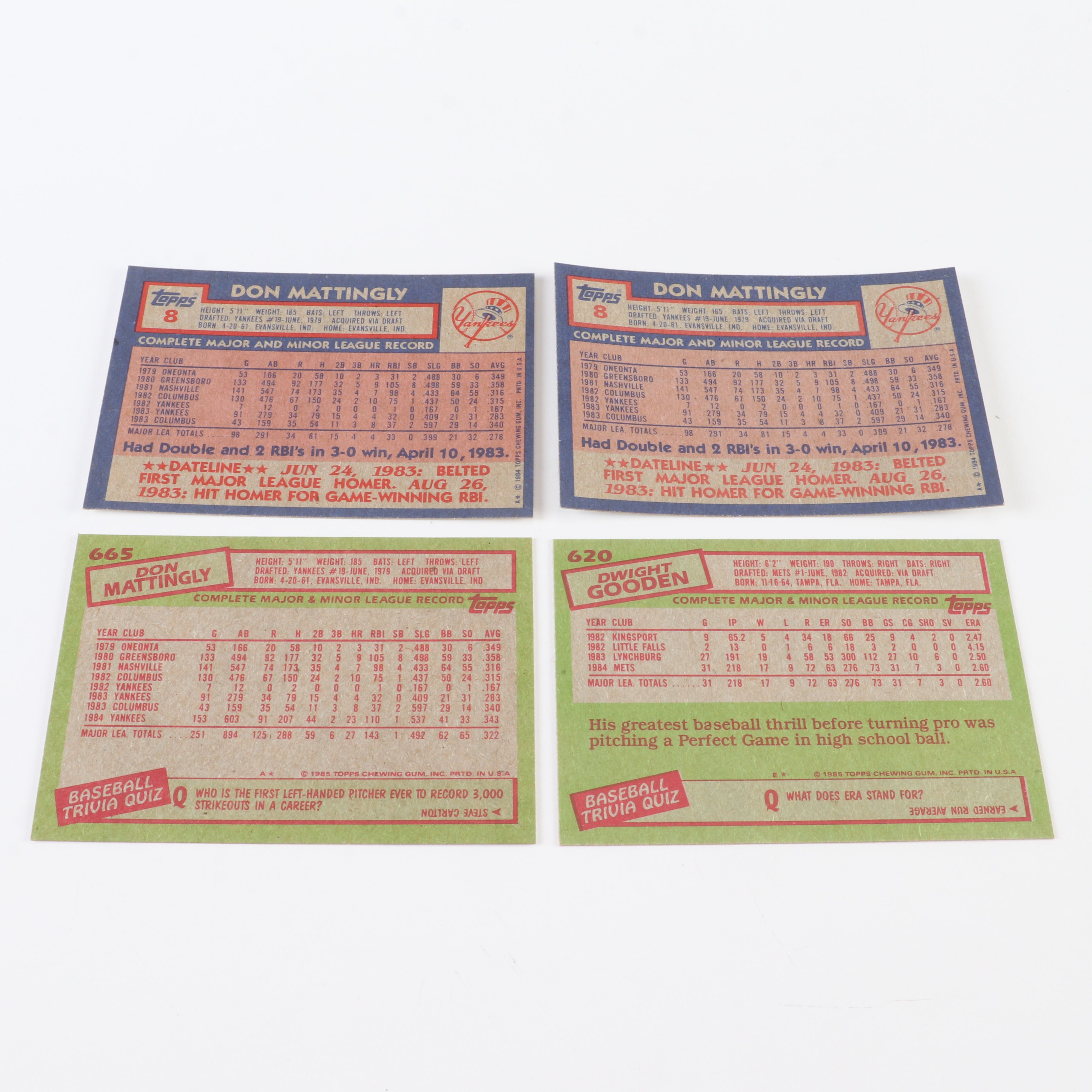 Topps Baseball Card Sets Featuring Clemens & Puckett Rookies, 1984-1986