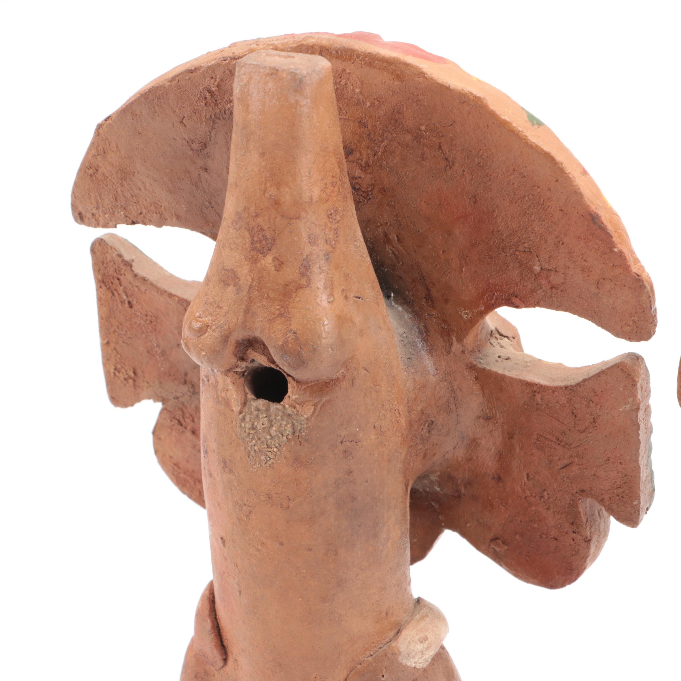 Mesoamerican Polychrome Decorated Figural Clay Flutes