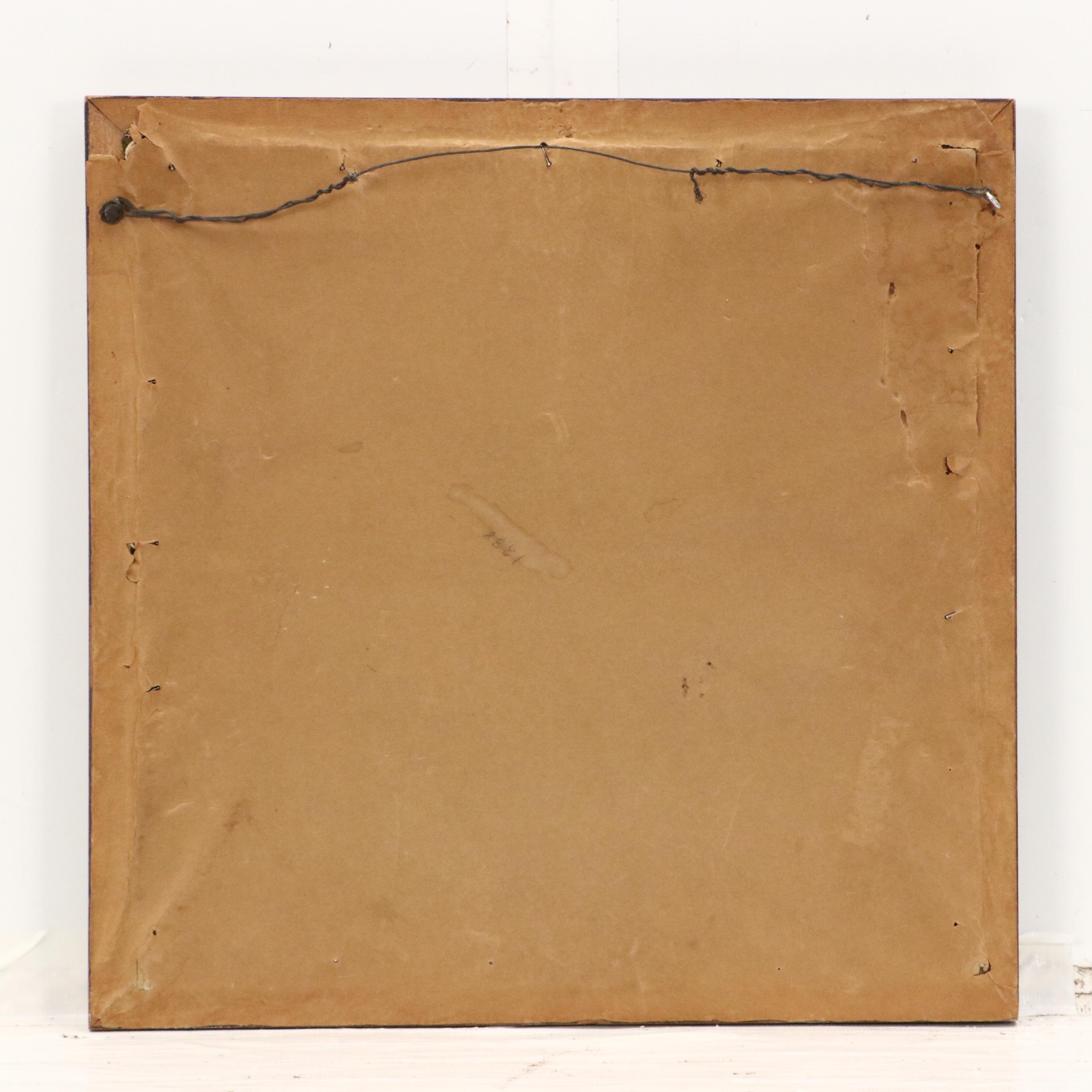 Needlepoint Panel of Young Courting Couple with Goat, Early to Mid-20th C.