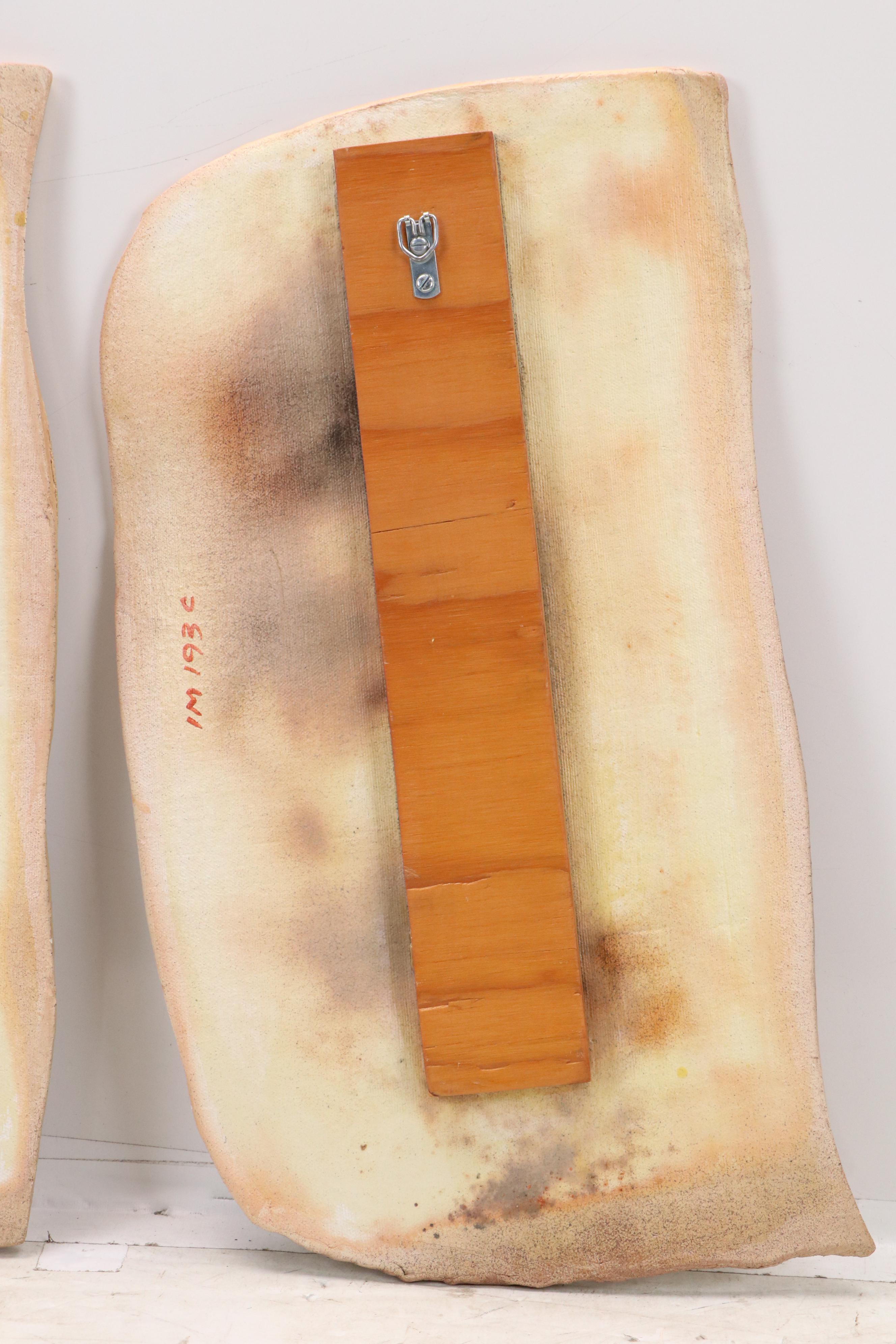 Walt Hyler Slab Pottery Raku Wall Art Trio, Circa 1980s