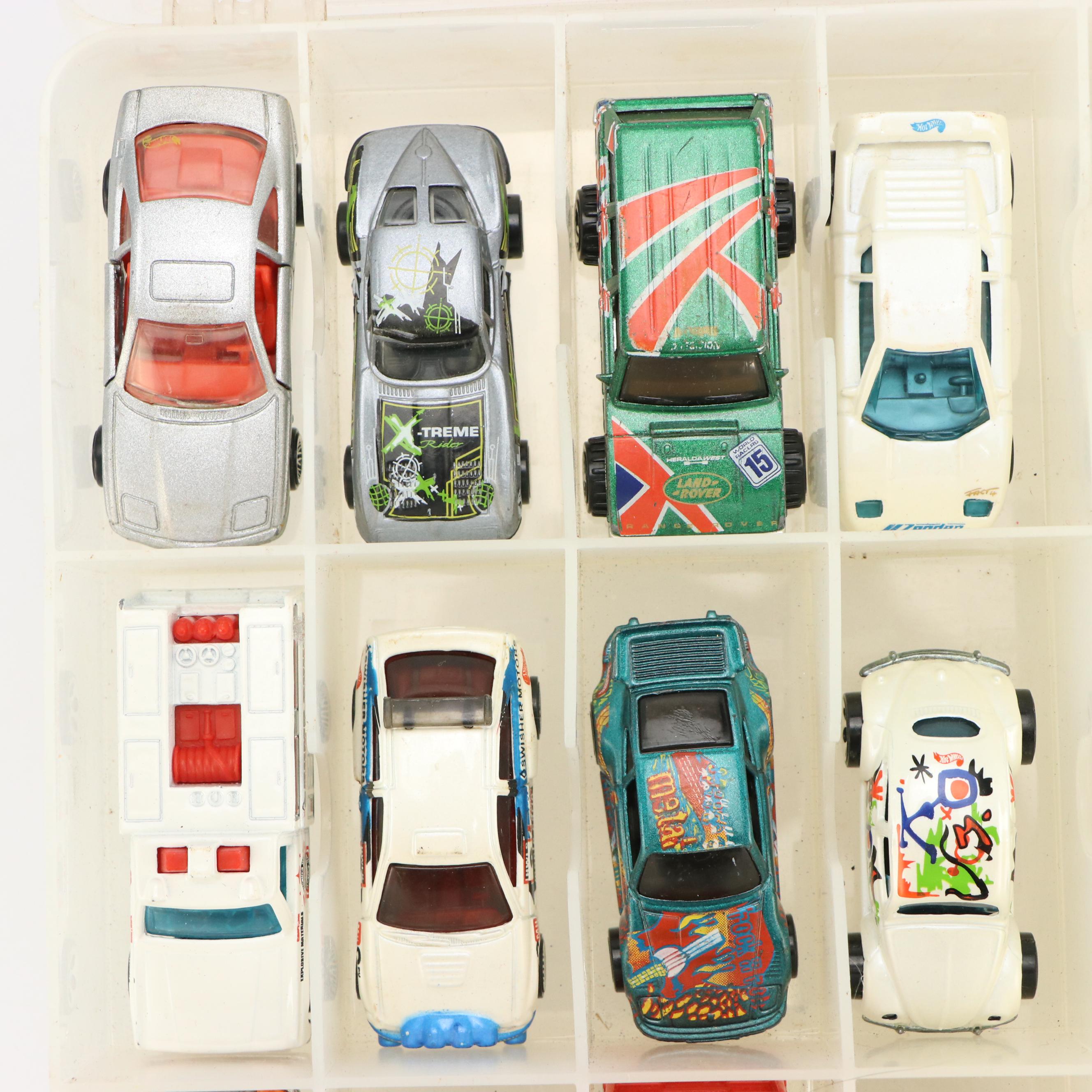 Hot Wheels "Tail Dragger," "58 Corvette," and More Toy Cars in Carrying Case