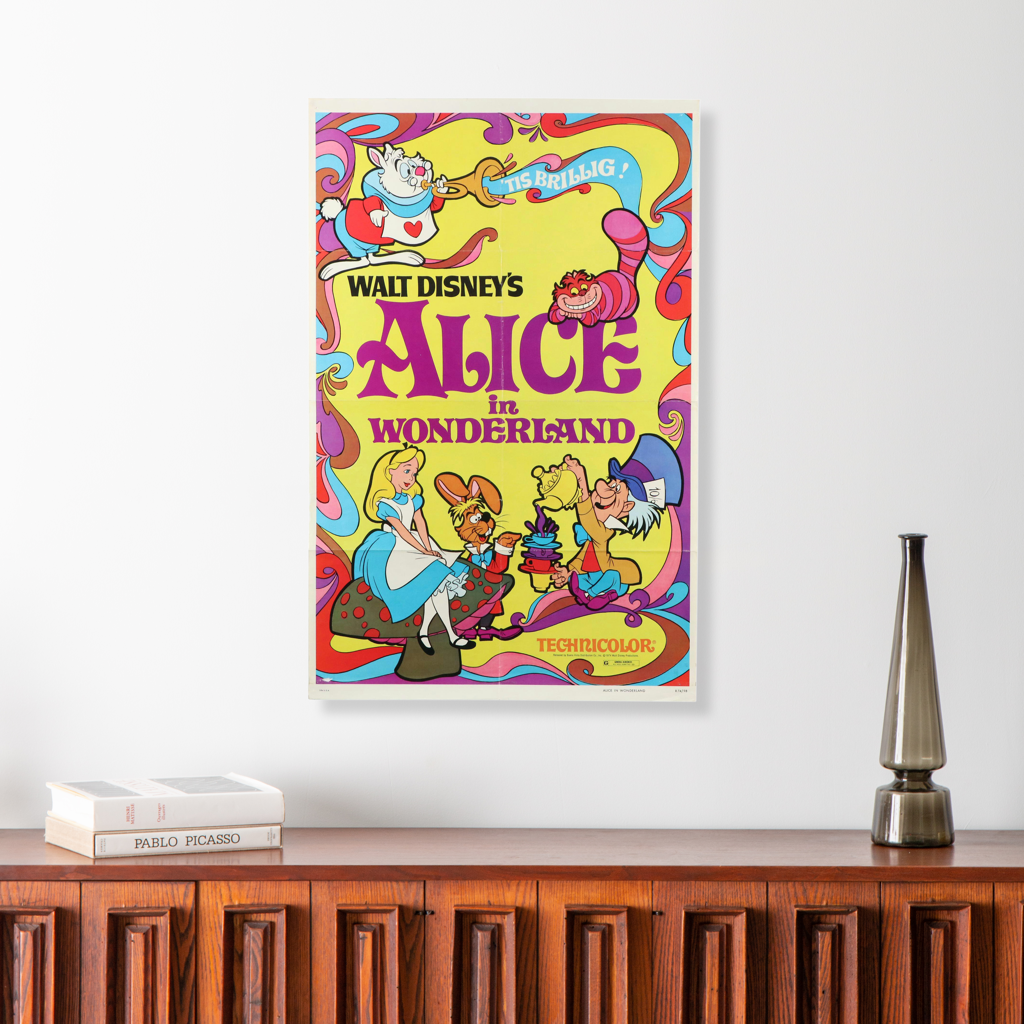 Disney Offset Lithograph Movie Posters "Alice in Wonderland" and "Toy Story"