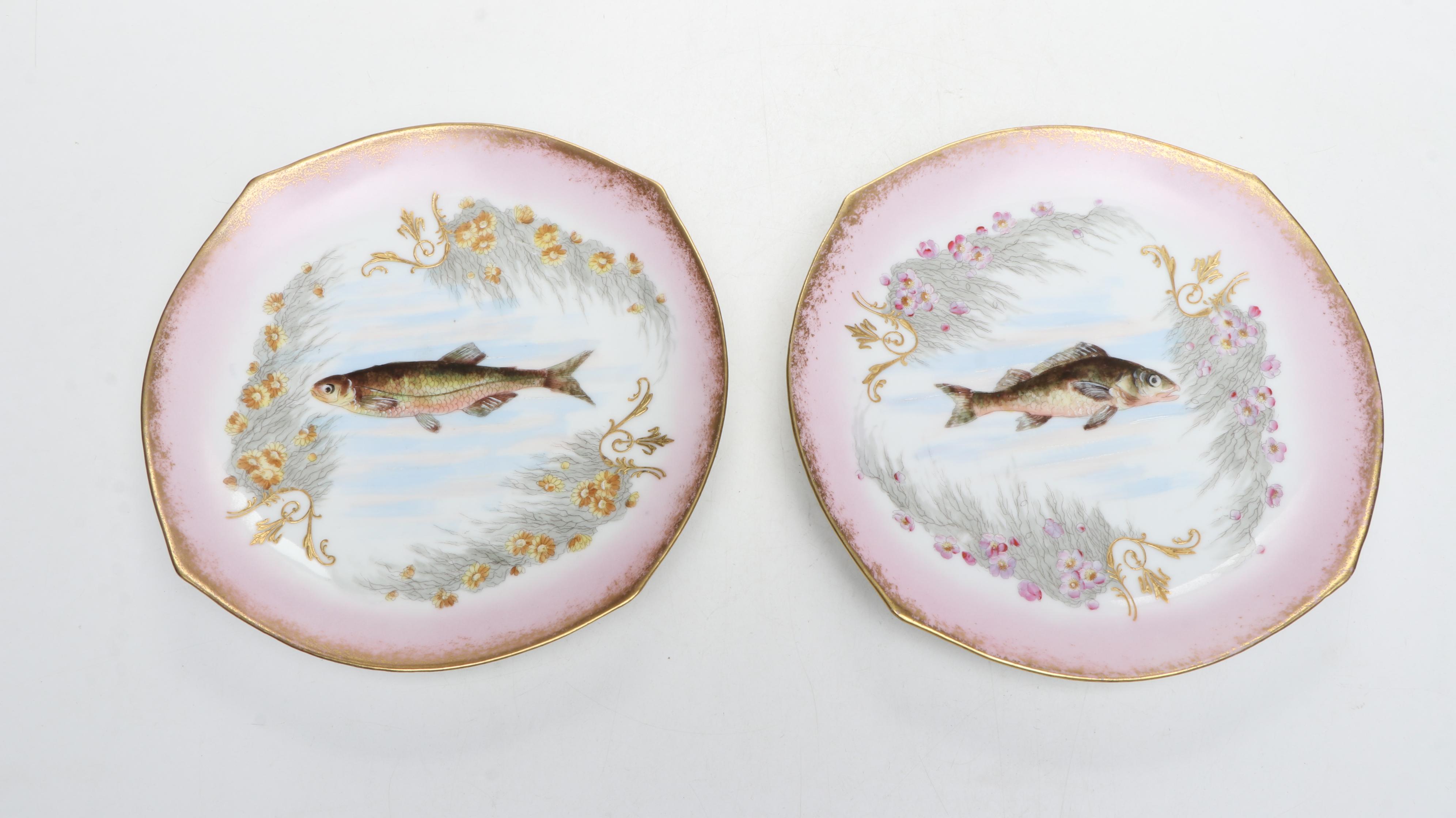French Limoges Porcelain Fish Service, Late 19th/Early 20th Century